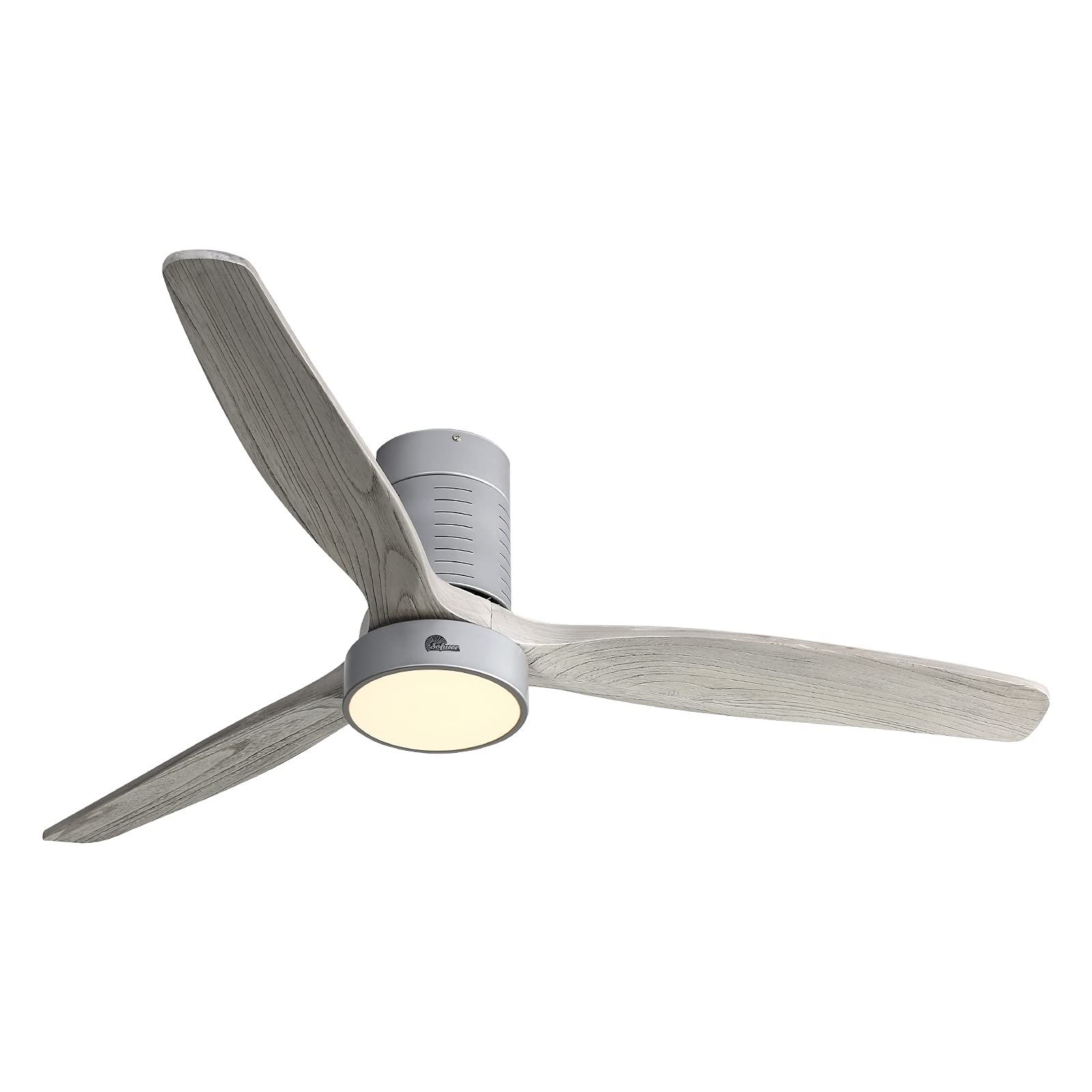 Sofucor 52-Inch Low Profile Ceiling Fan with Lights - Flush Mount Modern Wood Ceiling Fan with Remote Control, 3 Reversible Solid Wood Blades, Noiseless DC Motor - Perfect for Bedroom, Living Room & Office