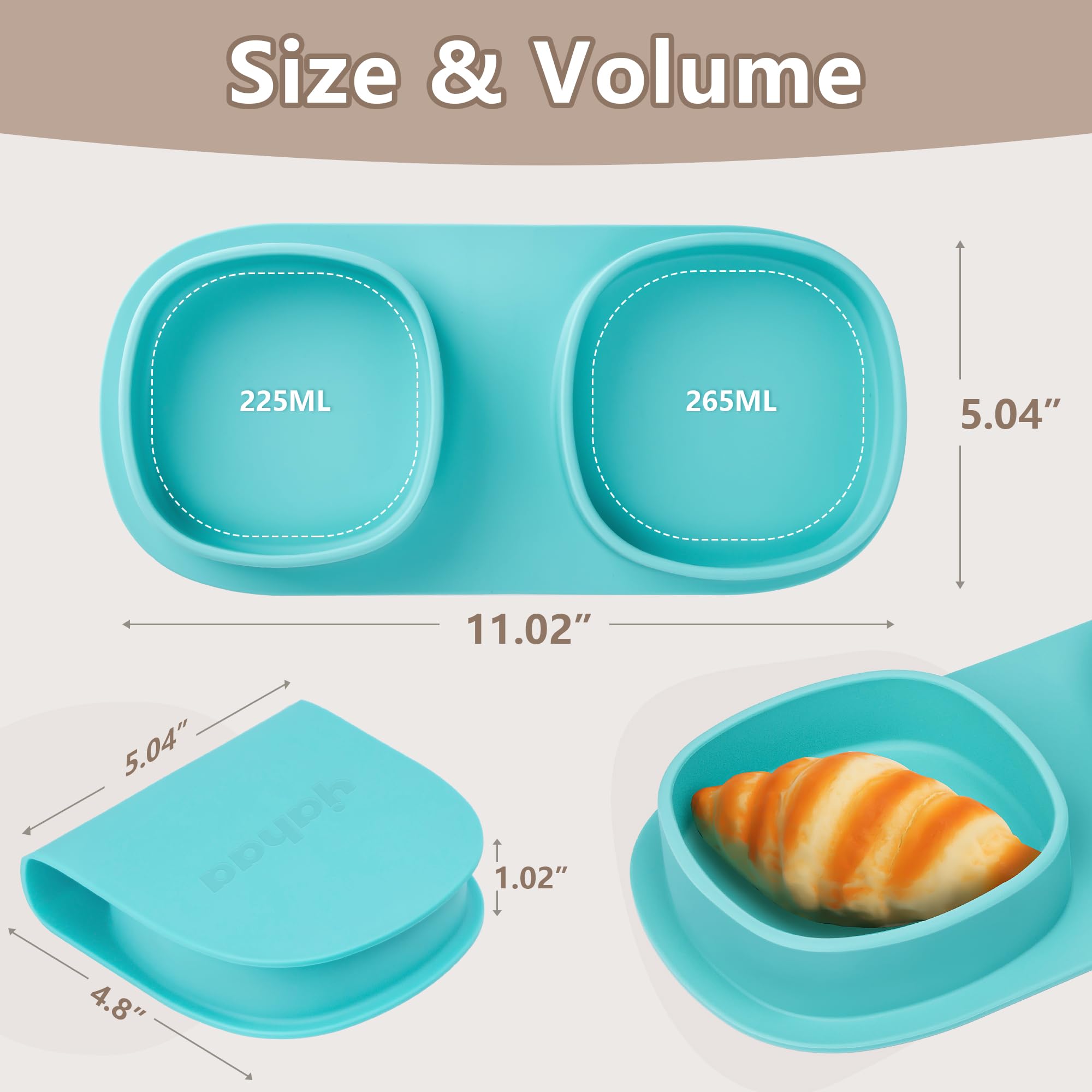 Foldable Silicone Baby Plates with Forks & Spoons - BPA Free Travel Essentials for Toddlers 6+ Months | Self Feeding, Portable & Safe for On-the-Go Meals, Airplane, Car Trips & Outdoor Dining