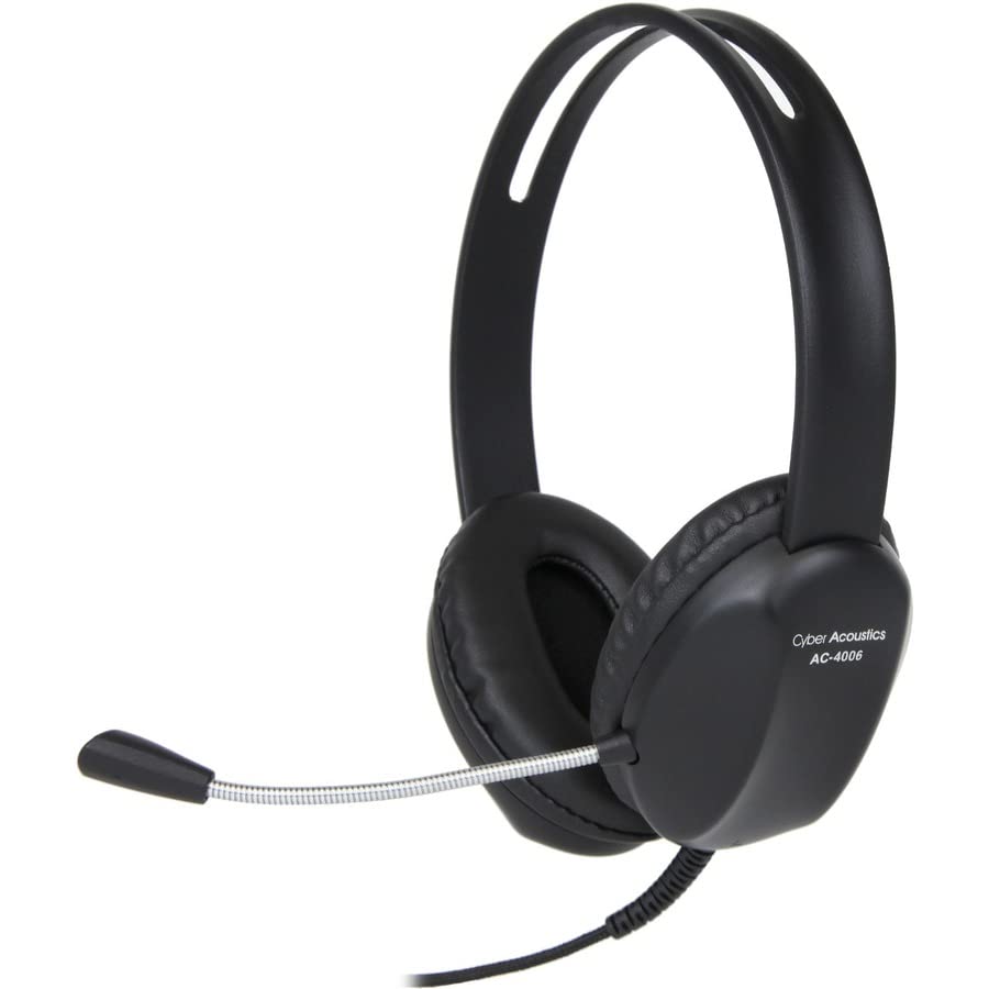 Cyber Acoustics AC-4006 Stereo USB Headset with Noise Canceling Microphone - Compatible with PC & Mac - Ideal for Online Classes, Home Office, Gaming & Video Calls
