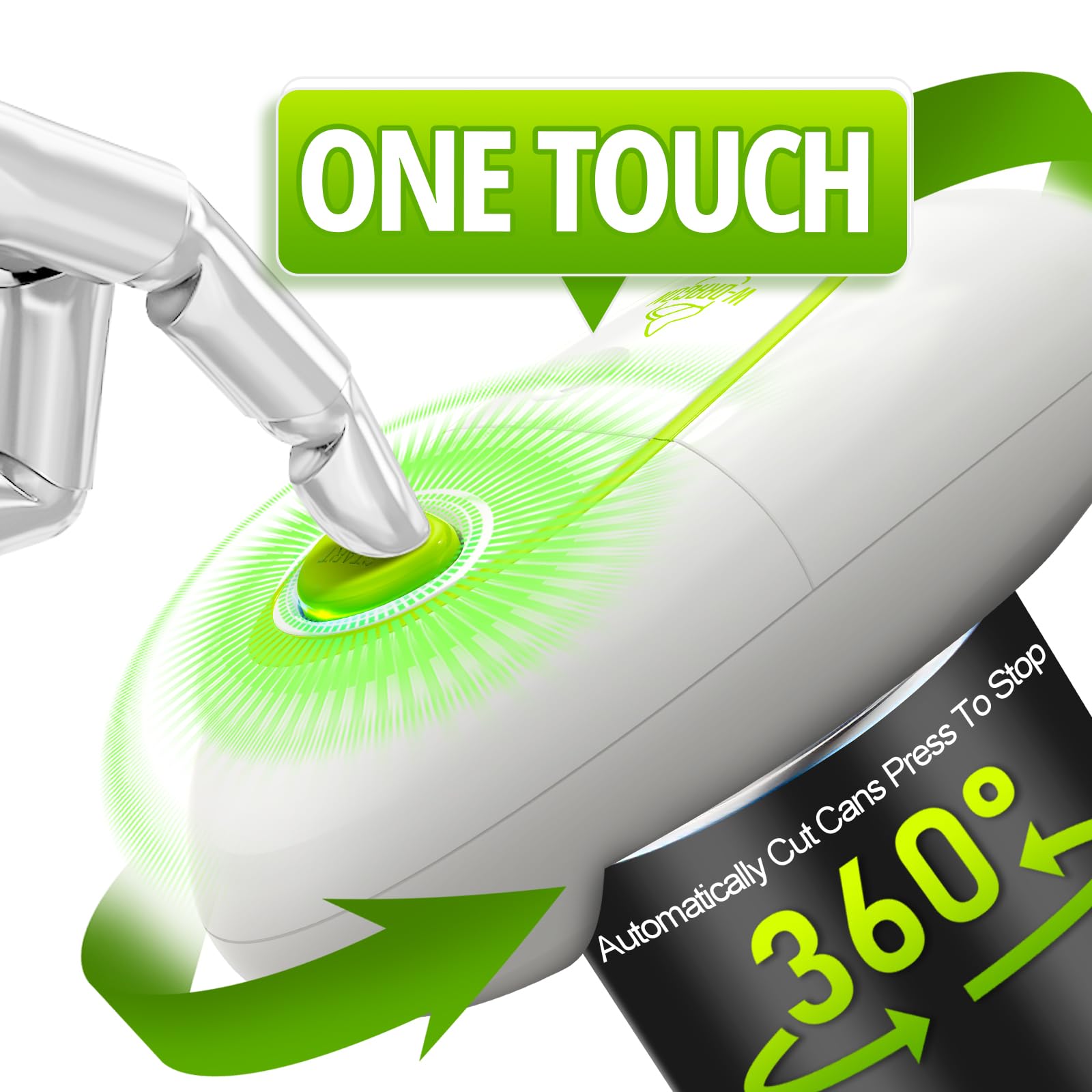 One Touch Electric Can Opener - Battery Operated Hands-Free Kitchen Gadget for All Can Sizes with Smooth Edge - Ideal for Seniors, Arthritis Users & Professional Chefs - Perfect for Home Kitchens, Restaurants, and Camping