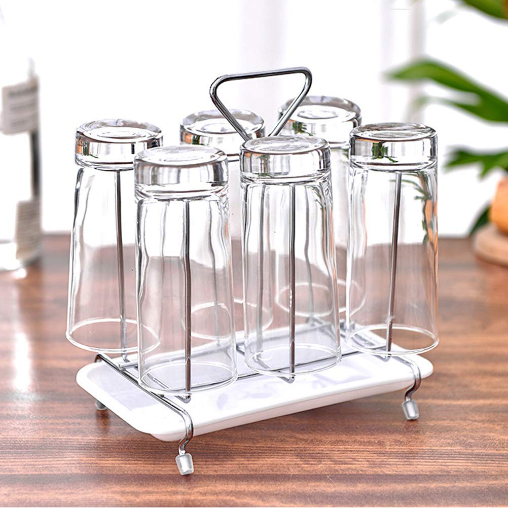 Cabilock Iron Glass Cup Holder - Hanging Coffee Mug Drying Rack, Kitchen Organizer for Draining & Storage | Perfect for Small Spaces, Dishwasher Safe, Rustproof Design