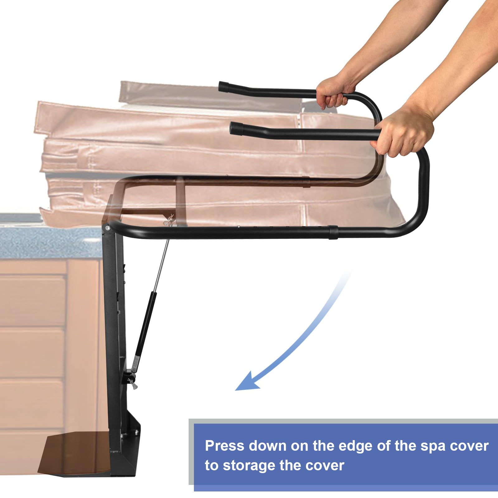 **Hydraulic Hot Tub Cover Lift - Adjustable U-Arm Spa Cover Lifter with Reinforced Brackets for Easy Removal | Fits Most Spas & Hot Tubs | Perfect for Backyard Relaxation & Outdoor Entertaining**