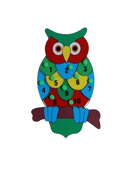 Wooden Giraffe Counting Toy & Owl Puzzle Tray - Montessori Learning Educational Toys for Toddlers | Preschool Math Games, Animal Recognition Activities, Early Childhood Development Tools