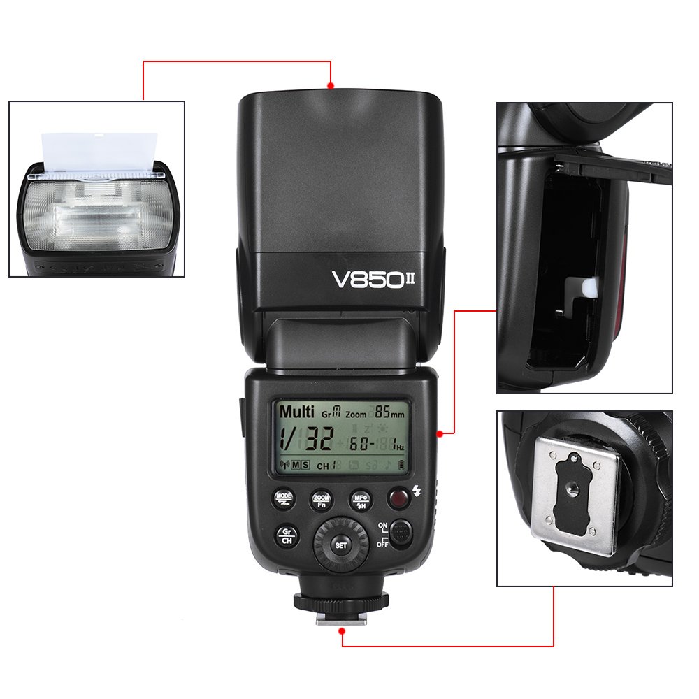 Godox V850II GN60 2.4G Wireless Flash Speedlight with 2000mAh Li-ion Battery - HSS 1/8000s, Off-Camera Flash Compatible with Canon Nikon Sony DSLR Cameras - Perfect for Portrait, Wedding, and Studio Photography