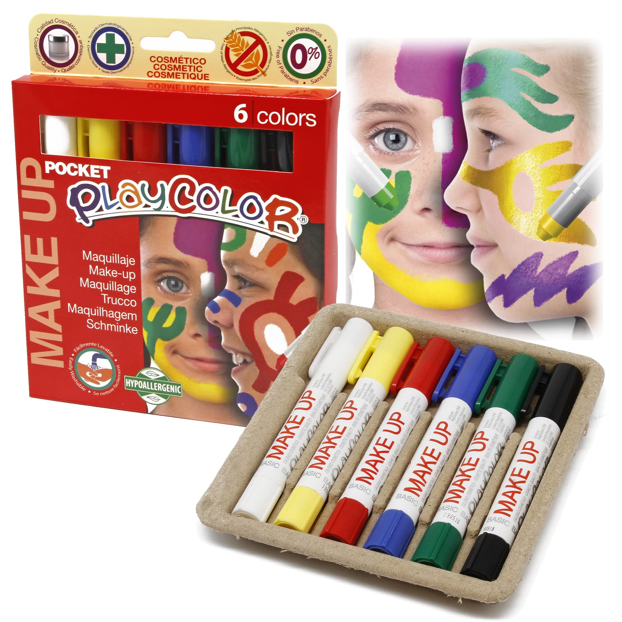 Playcolor 6 Metallic Makeup Colors - Pocket Palette for Travel & Parties