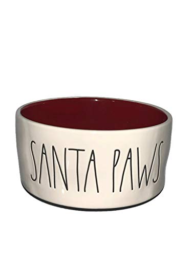 Rae Dunn Pet Bowl for Cats and Dogs - Santa Paws (Red) Medium Size Ceramic Dish - Perfect for Holiday Feeding & Christmas Pet Gifts