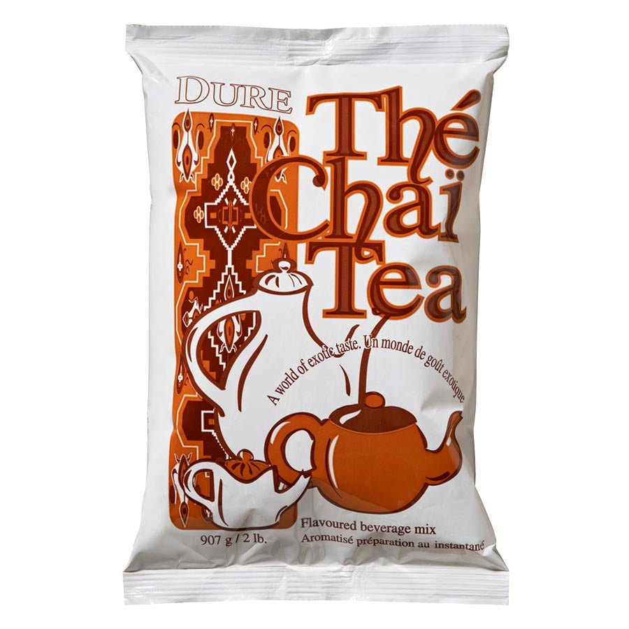 Premium Dure Vending Powdered Chai Tea Latte Mix - 2 lb Bulk Bag | Authentic Indian Spiced Tea for Coffee Shops, Cafes & Home Brewing | Perfect for Hot/Cold Beverages, Smoothies & Baking
