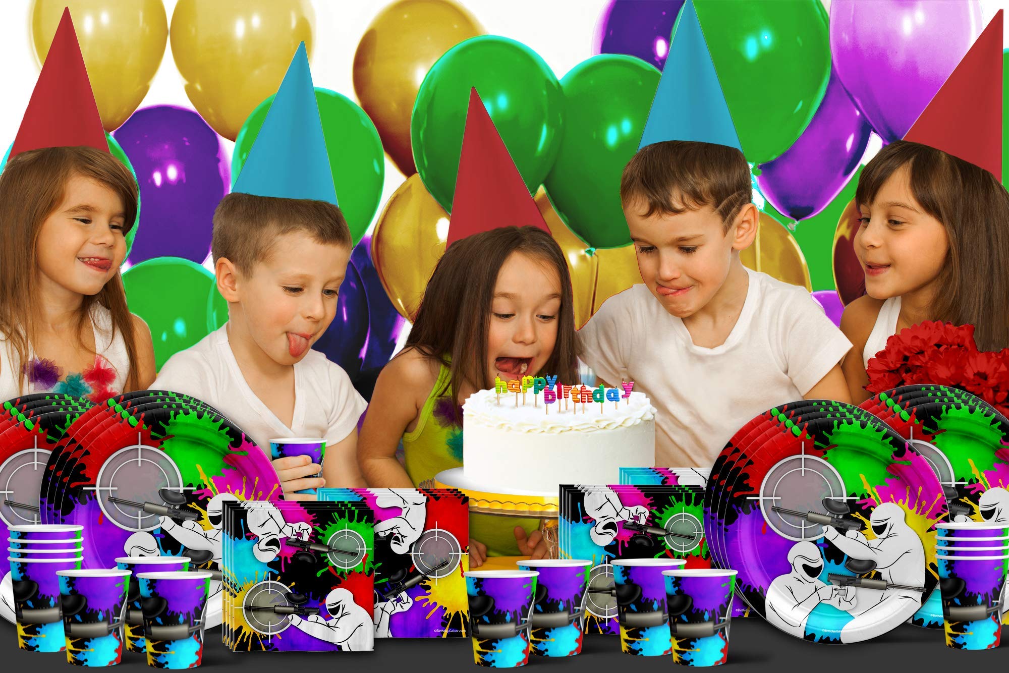 Paintball Party Supplies Set - 16-Piece Tableware Kit with Plates, Napkins & Cups for Birthday Celebrations & Themed Events