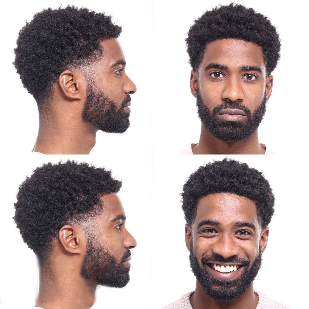 10x8 Inch Full Lace Afro Toupee for Men - 100% Human Hair Replacement System - #1 Jet Black Color - Perfect for Daily Wear, Special Occasions & Hair Loss Solutions