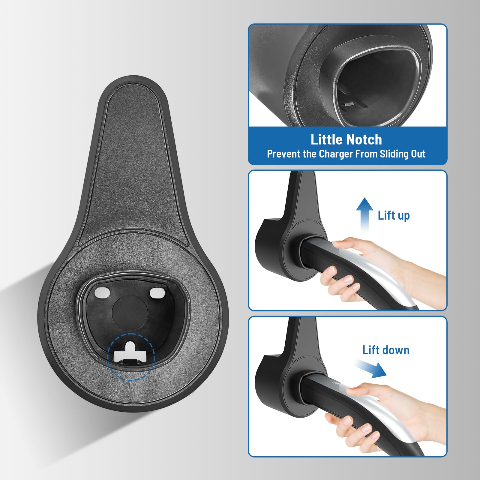 Tesla Model 3/Y/S/X Charging Cable Organizer Wall Mount - Cord Hanger & Plug Protector for Tesla Mobile Connector - Premium Tesla Accessories for Home & Garage Charging Station Organization