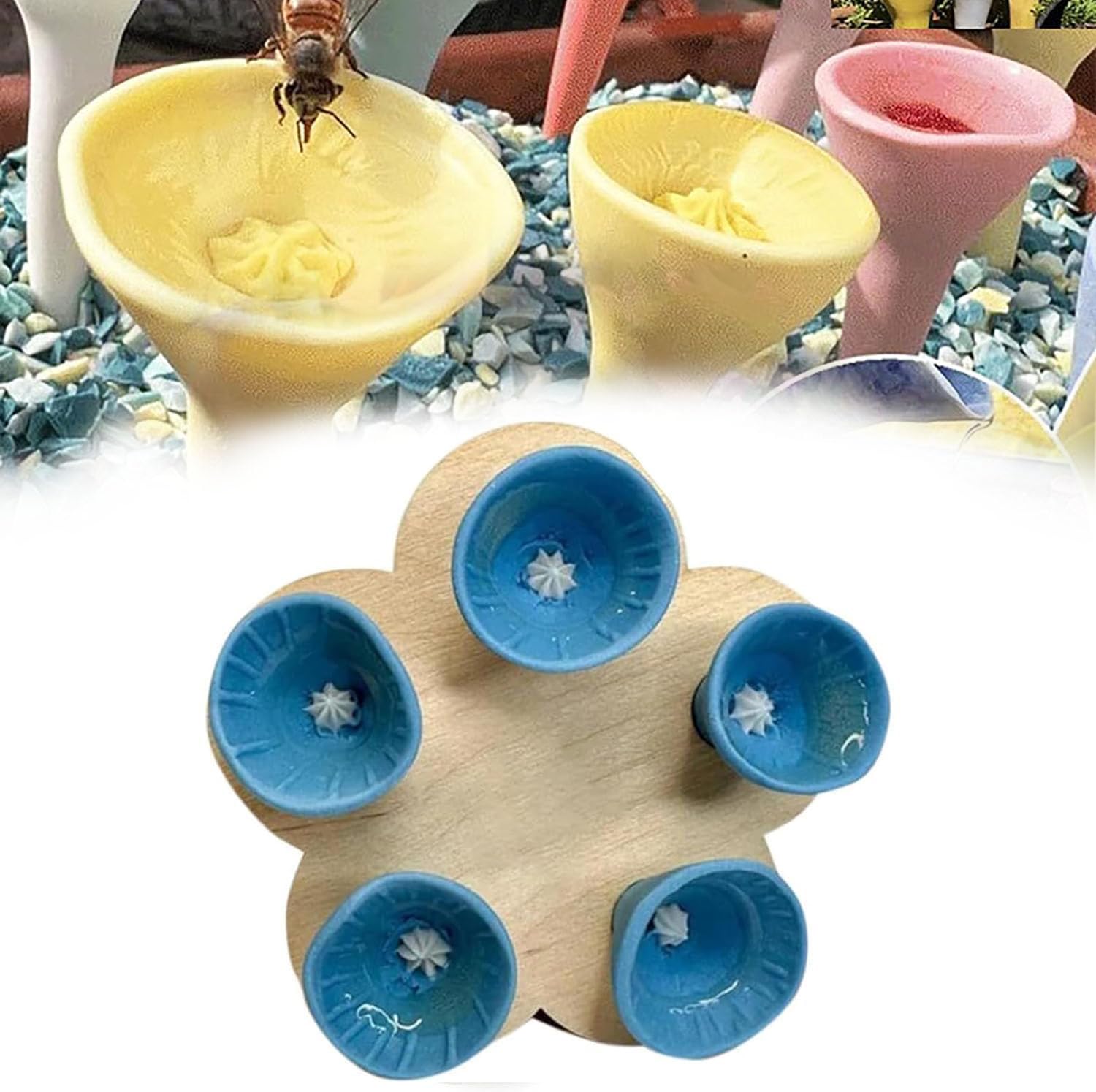 Bee Drinking Cup for Garden - Colorful Insect Water Station for Thirsty Pollinators (Blue) | Attract & Hydrate Bees in Your Backyard, Perfect for Pollinator-Friendly Gardens & Outdoor Spaces