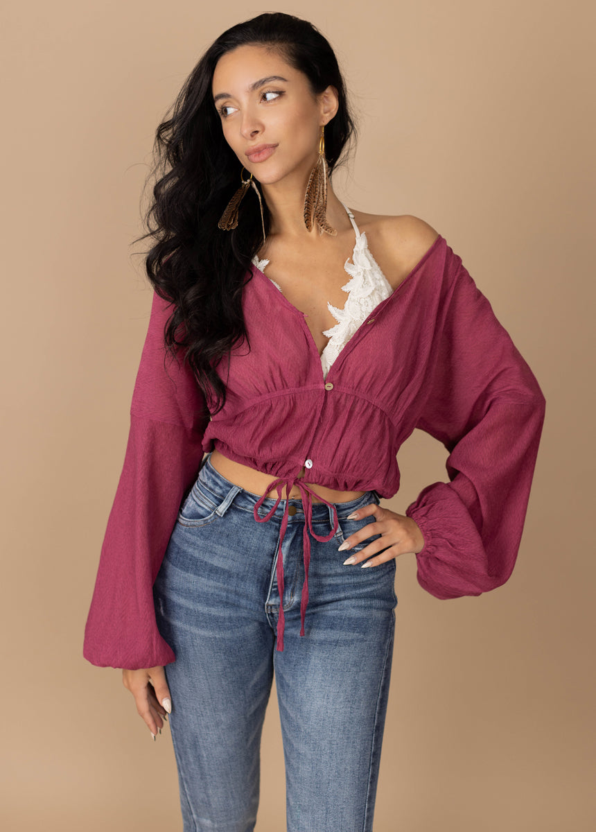 Kimber Top in Berry - Stylish Women's Fashion Blouse for Casual & Office Wear | Perfect for Everyday Outfits & Professional Looks
