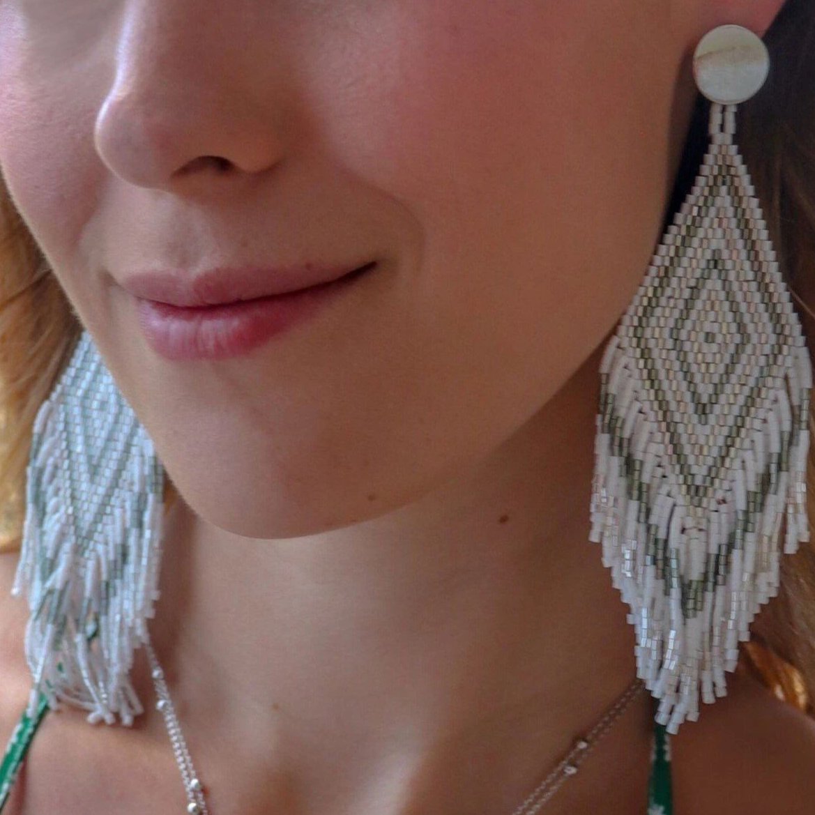 Anitha Beaded Silver Earrings for Women | Handmade Boho Jewelry | Perfect for Parties, Weddings & Everyday Wear