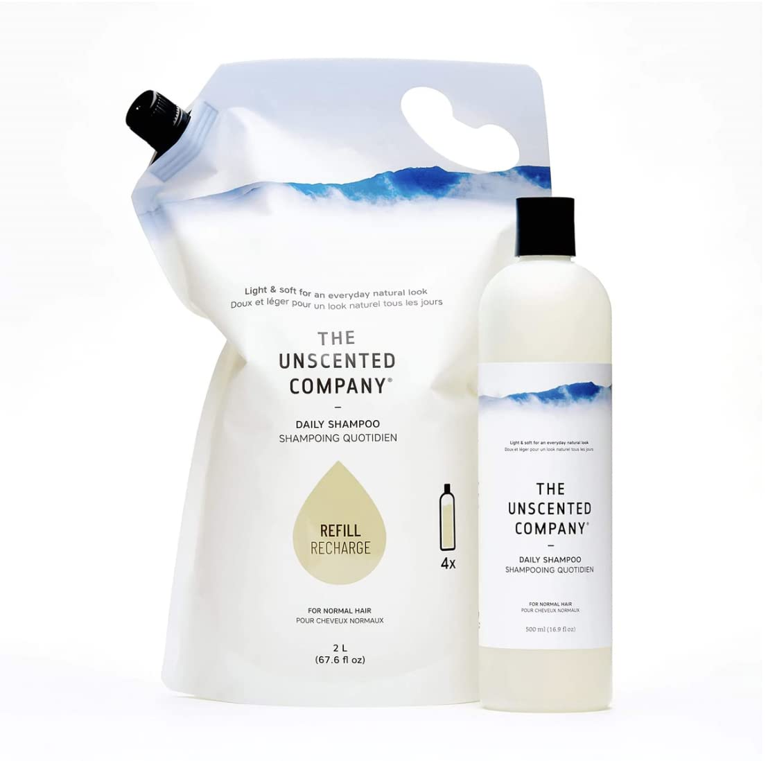 **The Unscented Company Fragrance-Free Shampoo Refill Pouch – 67.6 Fl Oz (2L) – Eco-Friendly, Hypoallergenic for Sensitive Skin – Perfect for Home, Travel & Zero-Waste Lifestyle**