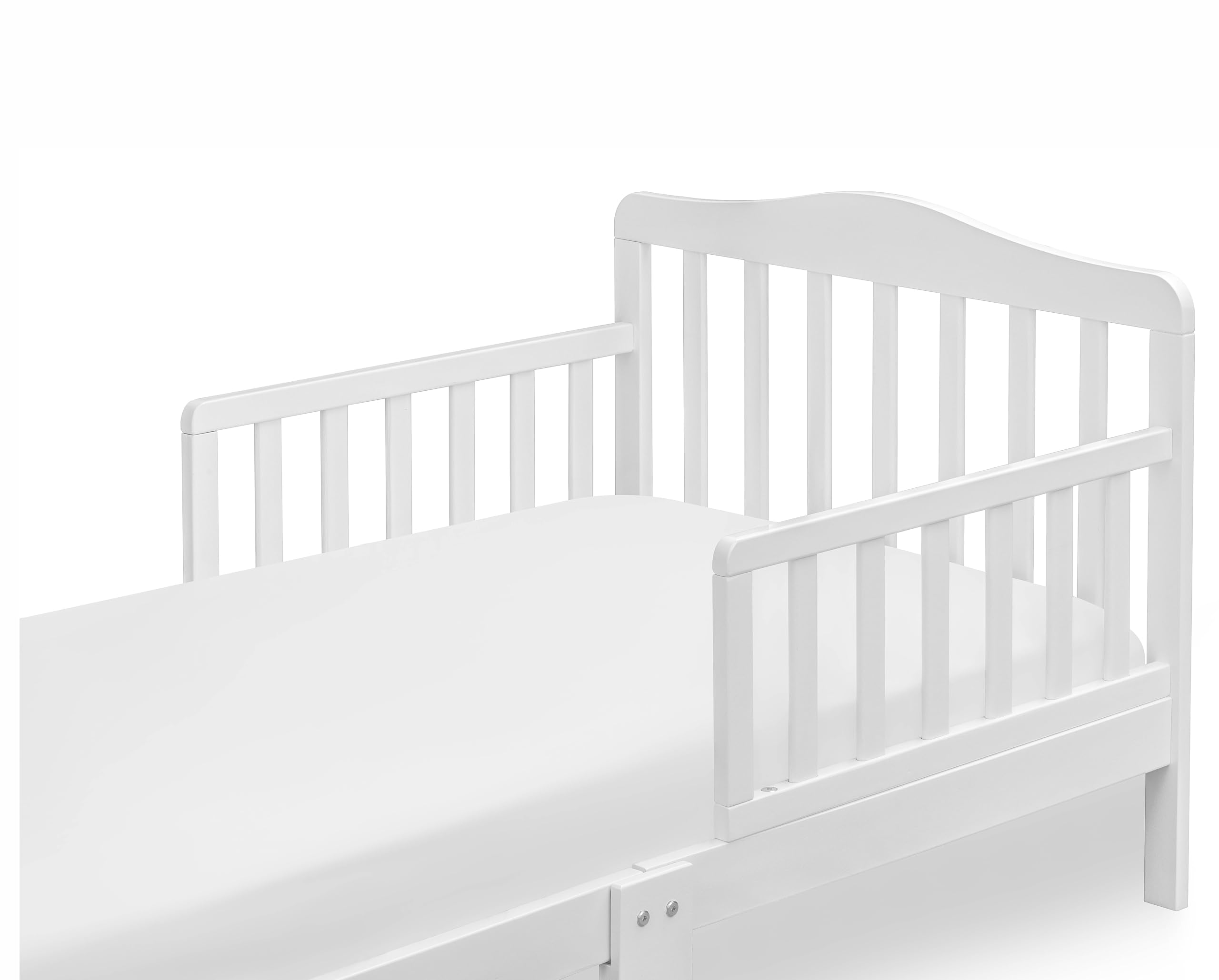 Lennox Toddler Bed for Kids - Florence White Wooden Crib - Safe & Stylish Transition Bed for Boys & Girls - Perfect for Nursery, Daycare & First Big Kid Bed