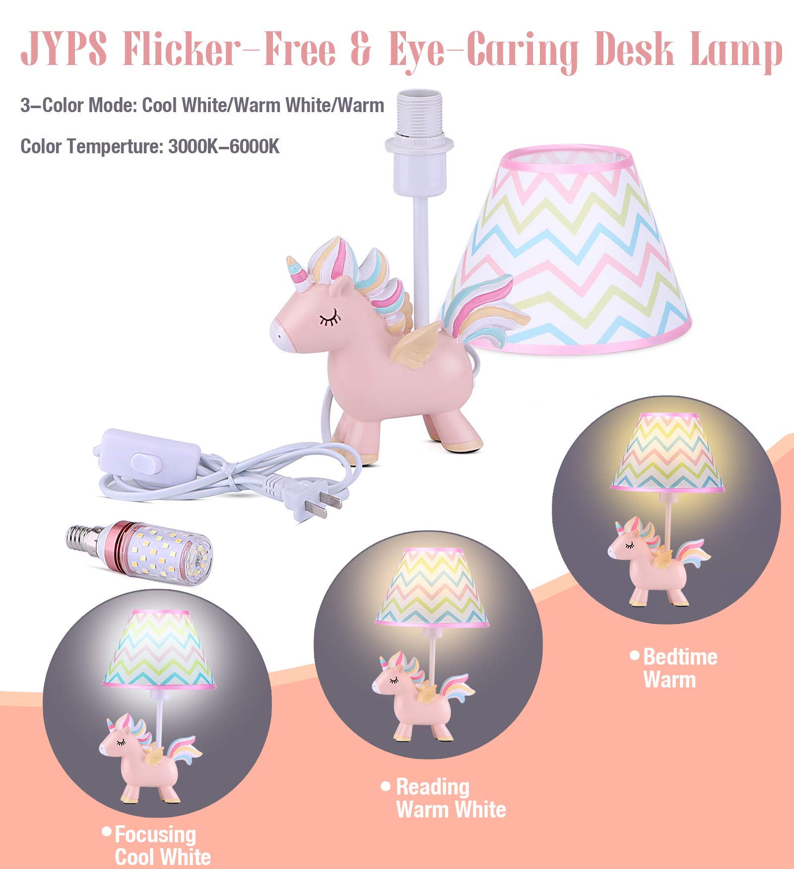 Cute Unicorn Night Light for Kids - LED Bedside Table Lamp with Shade, Perfect Unicorn Gift for Girls' Bedroom Decor, Nursery, Desk, Dresser & Nightstand - Create a Magical Sleep Environment for Toddlers & Children