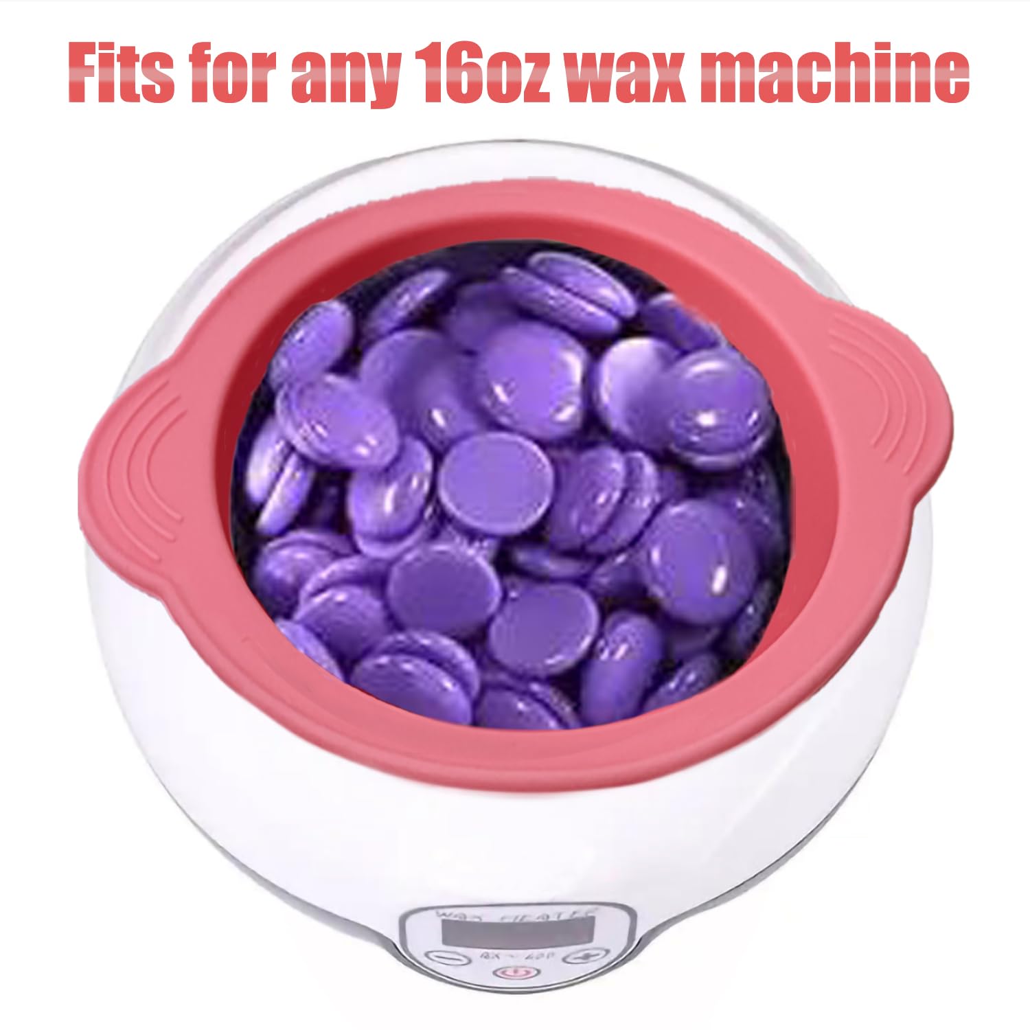 Non-Stick Silicone Wax Warmer Liner & Bowl for Hair Removal - Reusable Wax Melt Pot Replacement with 2 Spatula Sticks (Pink/Purple) - Perfect for Home Waxing, Salon Use & DIY Hair Removal