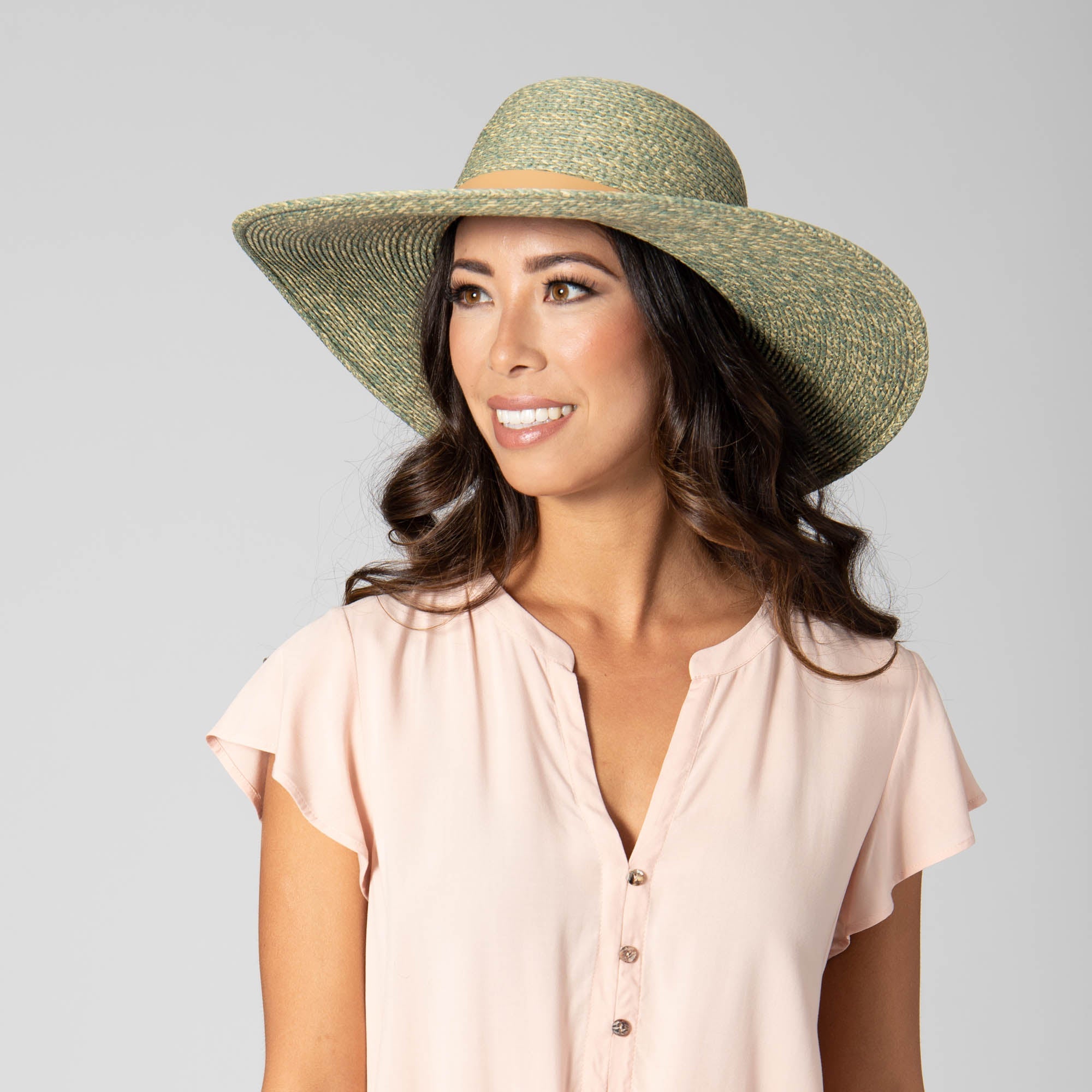 Women's Paper Braid Round Crown Sun Hat - UPF 50+ Wide Brim Beach Hat for Sun Protection, Summer Outdoor, Travel & Vacations