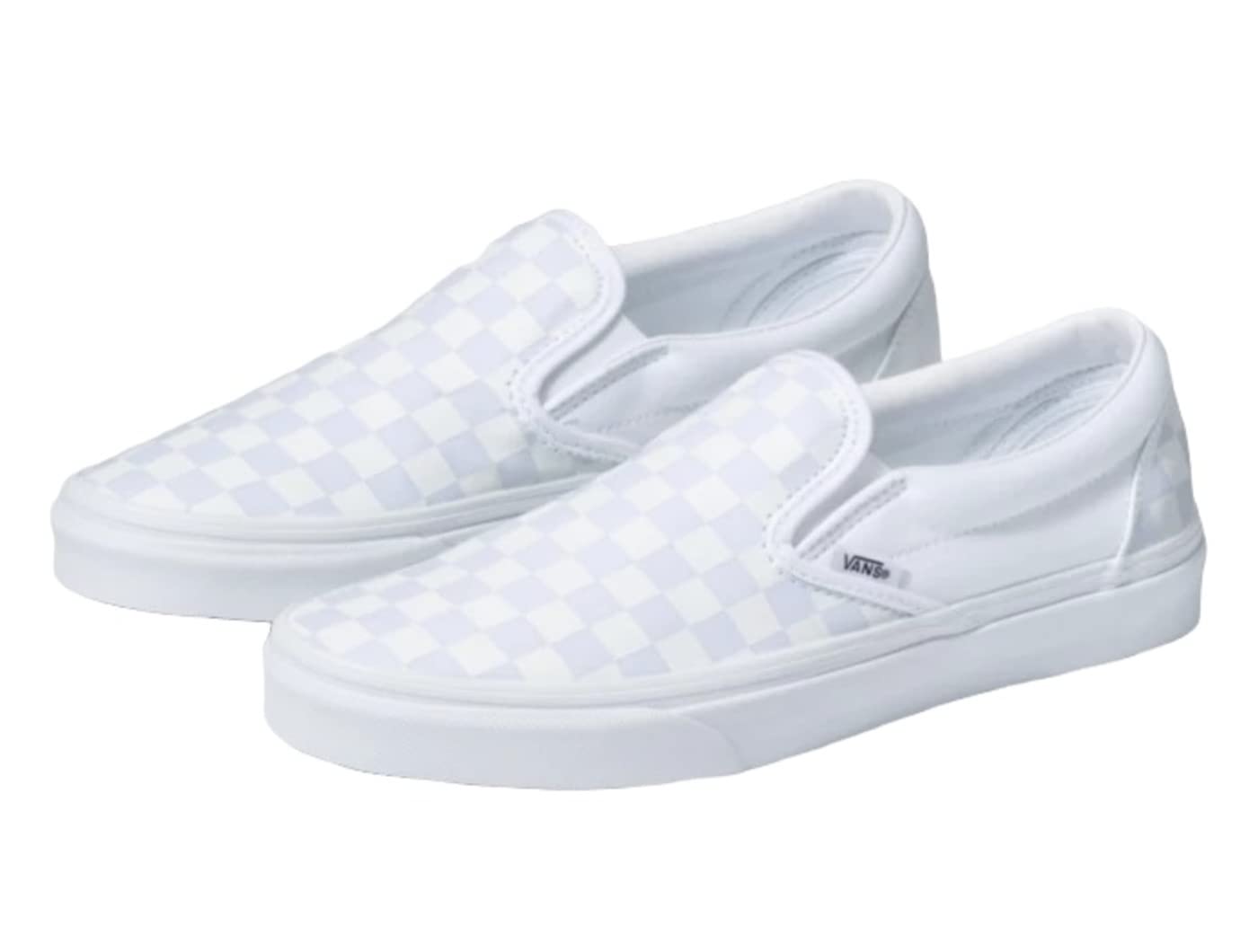 Vans Classic Slip-On Sneakers - True White/White Checkerboard - Women's Size 9 / Men's Size 7.5 - Comfortable Casual Shoes for Skateboarding, Streetwear & Everyday Wear