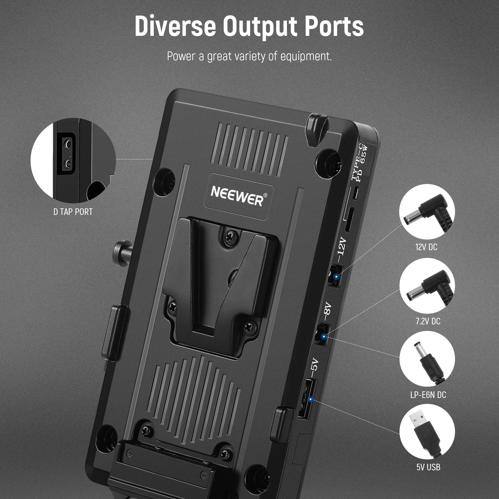 NEEWER PS002E V Mount Battery Adapter Plate for Sony NP-F Series - Power Your Camera, LED Lights & Video Gear On The Go - Perfect for Filmmaking, Photography & Live Streaming