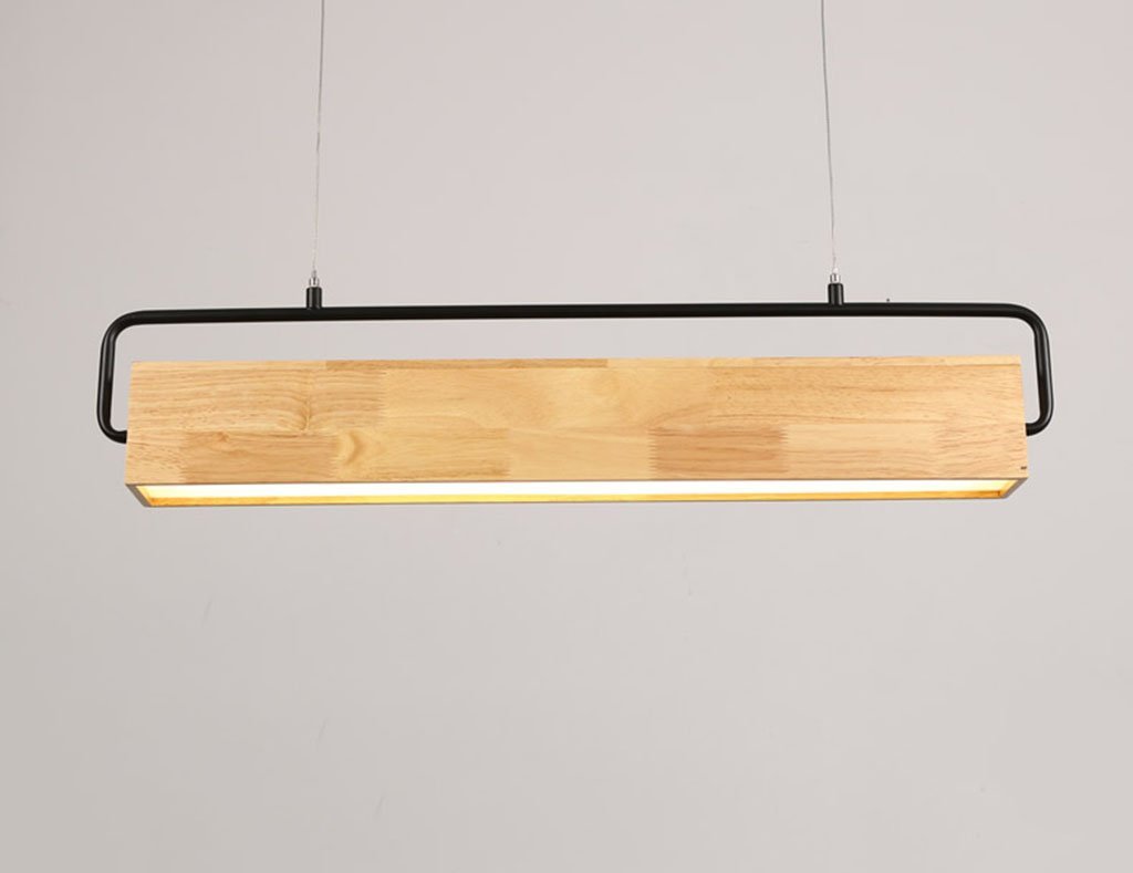 Handmade Wooden LED Pendant Lamp - Indoor Hanging Light for Dining Table & Living Room - 78cm Trumpet Design - Warm White Illumination for Home Decor & Cozy Ambiance