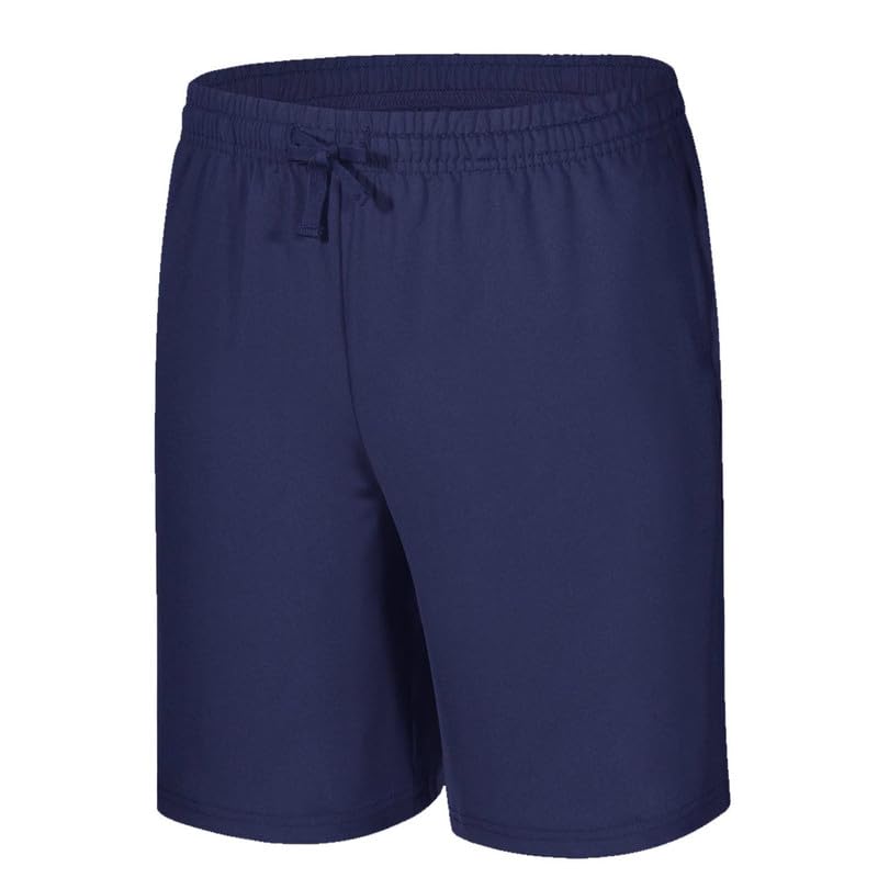 Men's Athletic Shorts - Quick-Dry Polyester Workout Shorts with Pockets - Navy Blue Sports Shorts for Running, Gym & Outdoor Activities