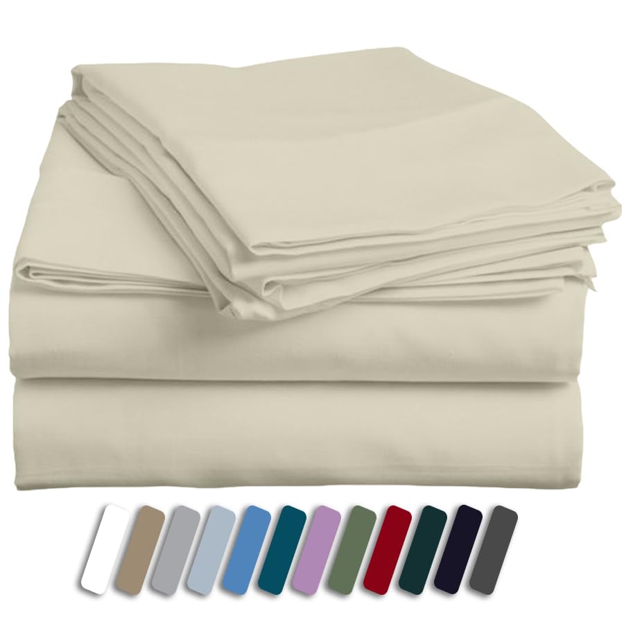 Luxury 800 Thread Count Egyptian Cotton King Size Bed Sheets Set - 4 Piece Soft & Cooling Bedding with Extra Deep Pockets (Fits Up to 18