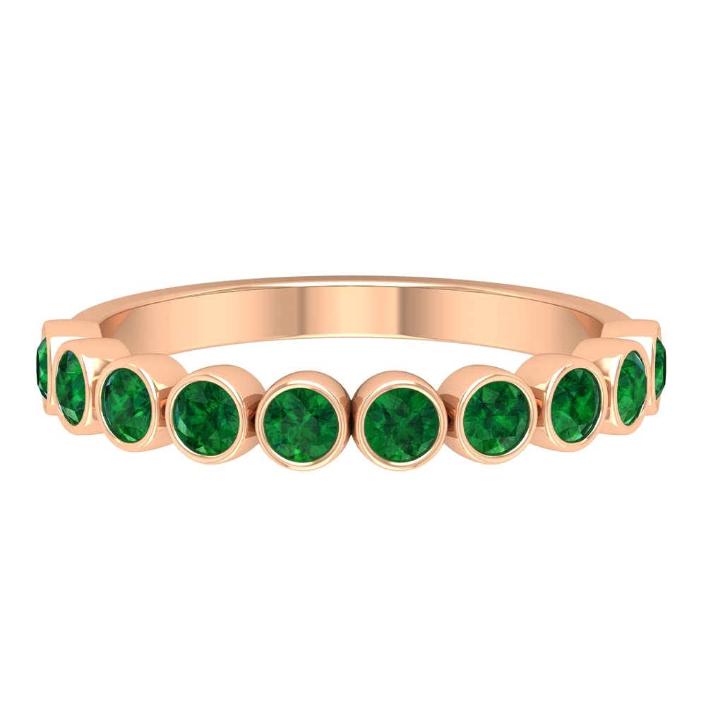 1/2 CT Lab-Created Emerald Half Eternity Ring - 14K Solid Gold Wedding Band, Anniversary Gift for Her - Perfect for Bridal Jewelry, Engagement & Special Occasions