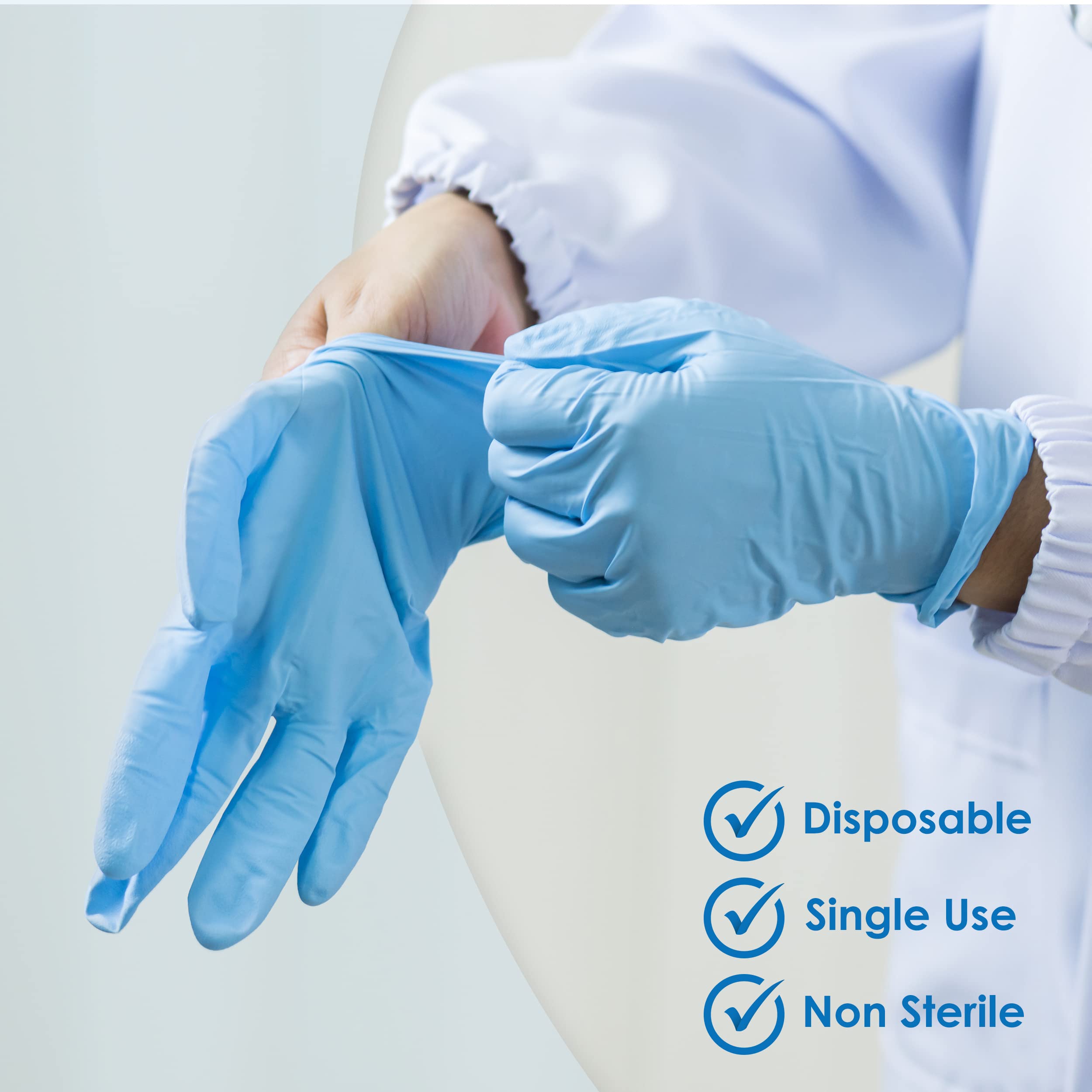 Premium Nitrile Medical Exam Gloves - 4 Mil Thick, Latex-Free & Powder-Free Disposable Gloves for Healthcare, Food Service & Cleaning - Box of 100/200/300 (Choose Your Size) - Ideal for Hospitals, Salons, Tattoo Shops & Home Use