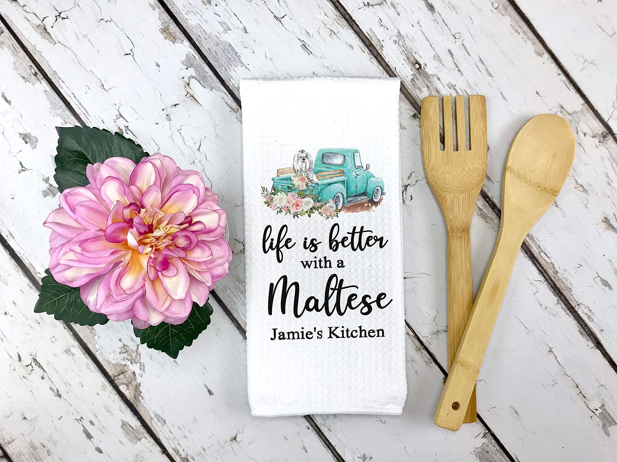 Premium Personalized Maltese Dog Kitchen Towel - Cute Tea Towel for Maltese Owners & Dog Lovers - Unique Gift Idea for Pet Decor & Kitchen Accessories - Perfect for Cooking, Cleaning & Home Decor