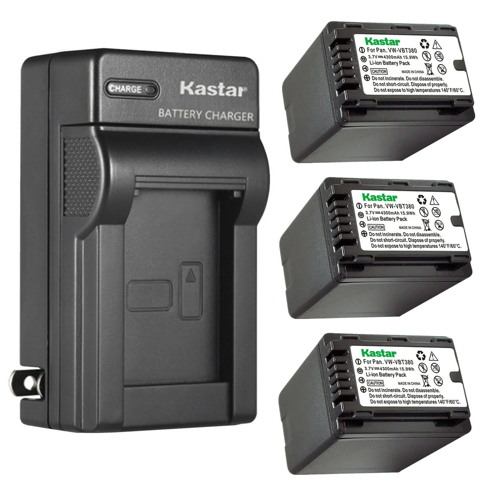 Kastar 3-Pack Replacement Battery & AC Wall Charger for Panasonic HC-W580K/W850/W870M Camcorders - Compatible with Full HD Models HC-W580GK/MGK, HC-W850EB/M/GK/MGK/K, HC-V785K - Perfect for Travel, Vlogging & Home Video Recording