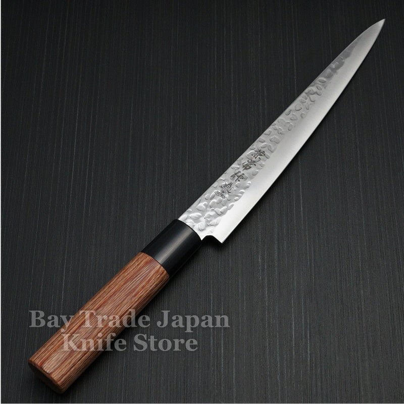 Premium Kanetsune Seki Hammered Finish DSR 1K6 Sujihiki Slicer Knife 210mm - High Carbon Steel Japanese Kitchen Knife for Sushi, Meat & BBQ - Perfect for Chefs & Home Cooking