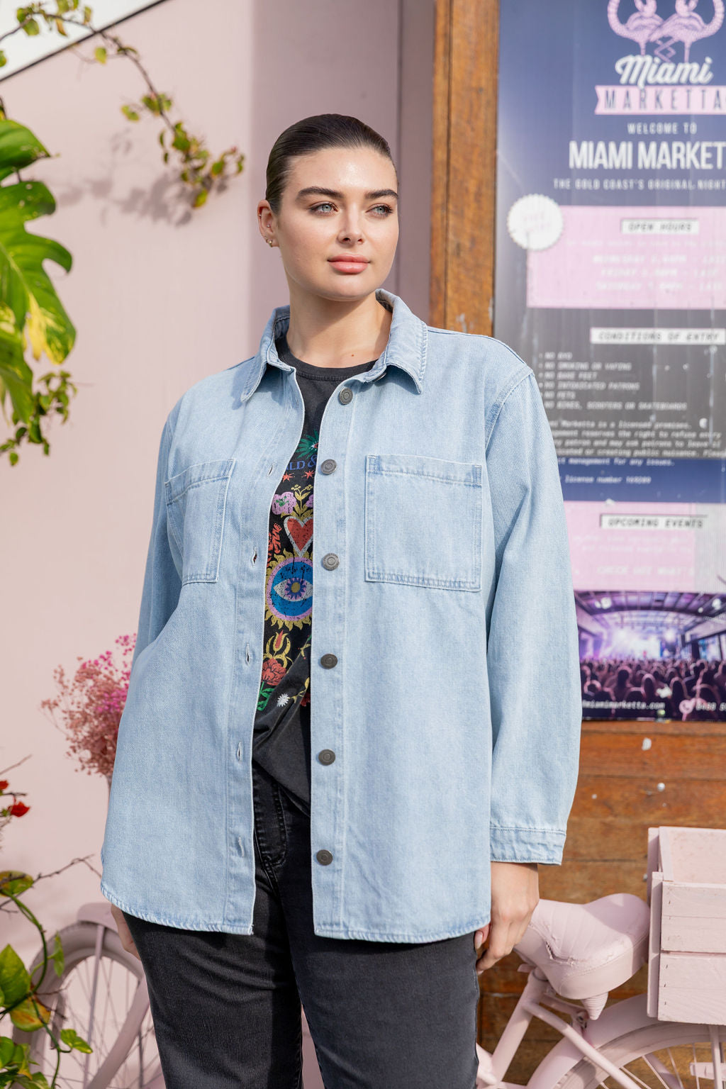 Brogen Light Blue Denim Shacket for Men & Women | Stylish Overshirt Jacket for Casual Outfits & Layering | Perfect for Fall & Spring Fashion