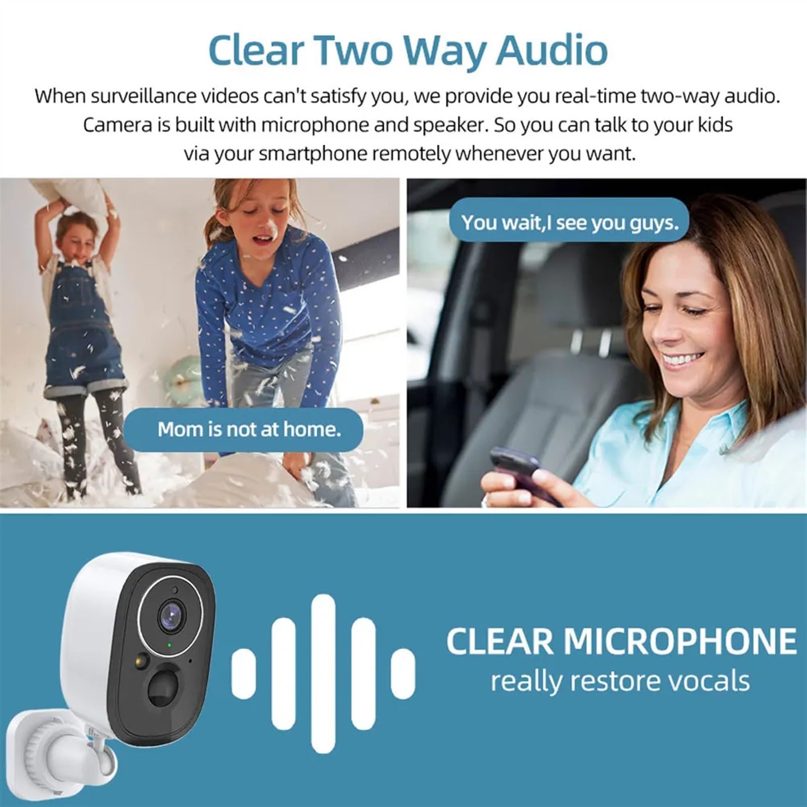 5MP Solar Powered Outdoor Security Camera with Night Vision, Waterproof, Motion Detection, Works with Baby Monitor - Includes 32GB SD Card for Home & Business Surveillance