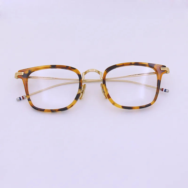 Black Unisex Square Full Rim Eyeglasses T905 - Lightweight Alloy & Acetate Frame for Men & Women - Perfect for Reading, Work, and Everyday Fashion