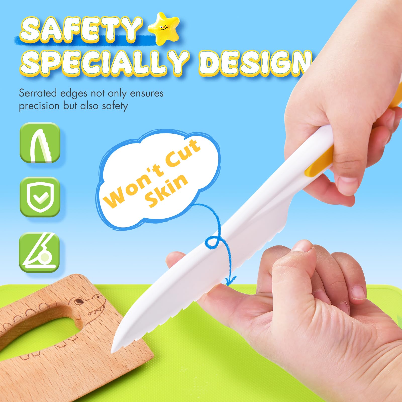 Montessori Kitchen Toys for Toddlers - 17PCS Kids Cooking Set with Safe Plastic Knives & Crinkle Cutter - Realistic Toddler Cooking Toys for Pretend Play & Early Learning - Perfect for Home, Preschool & Role-Playing Activities
