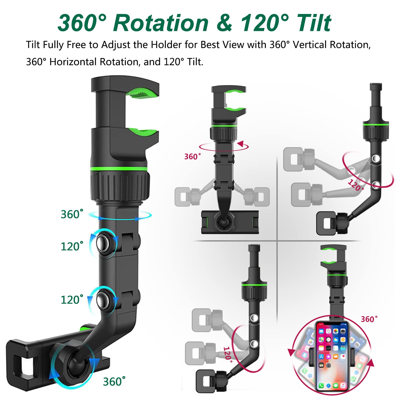 360° Rotating Universal Car Phone Mount Holder for All Smartphones - Secure GPS & Phone Holder for Safe Driving | Perfect for Road Trips, Commuting & Navigation