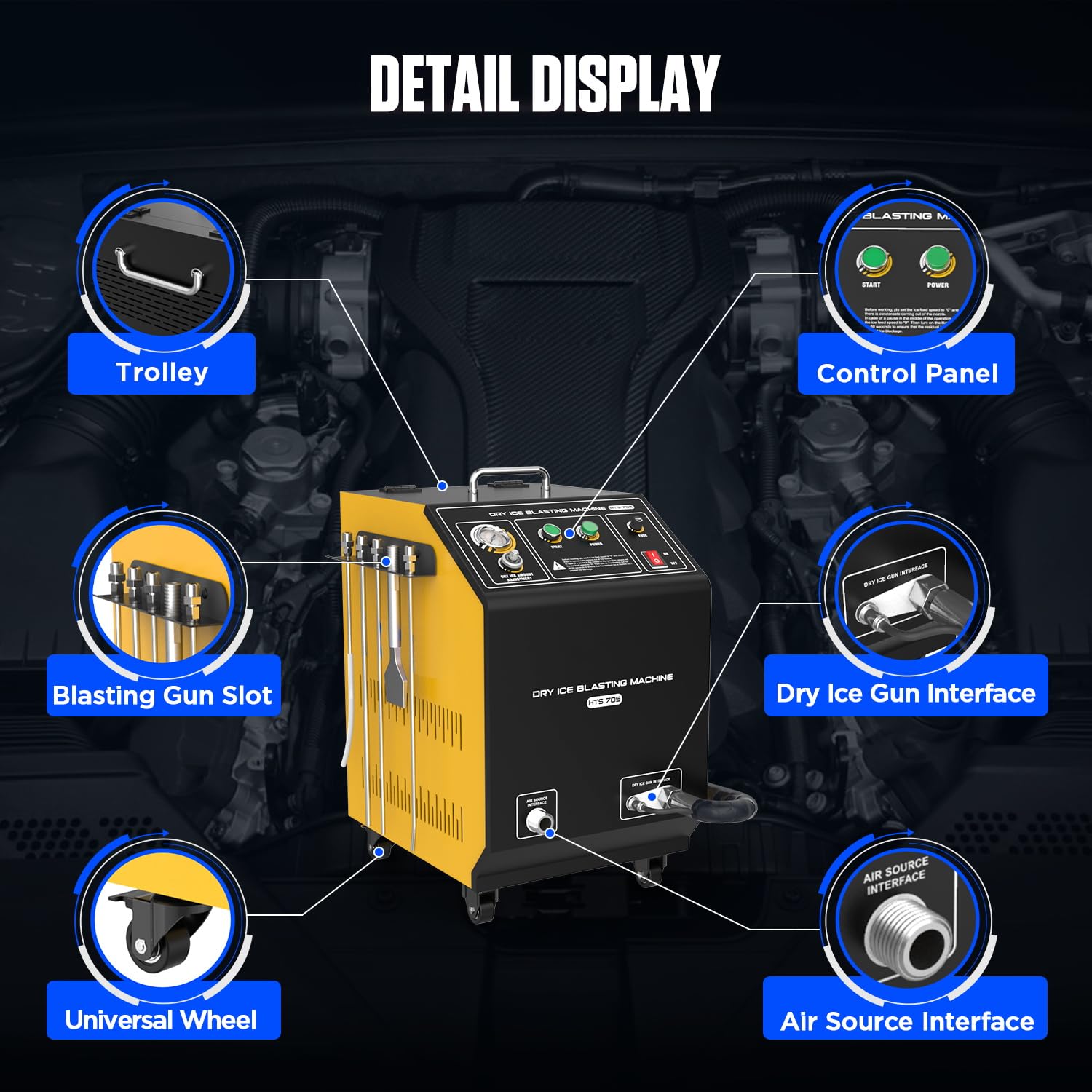 110V Dry Ice Blasting Machine - HTS705 Industrial Dry Ice Blaster for Fast Cleaning | Removes Stubborn Grease, Paint & Rust | Ideal for Automotive, Industrial & Food Processing Equipment Cleaning