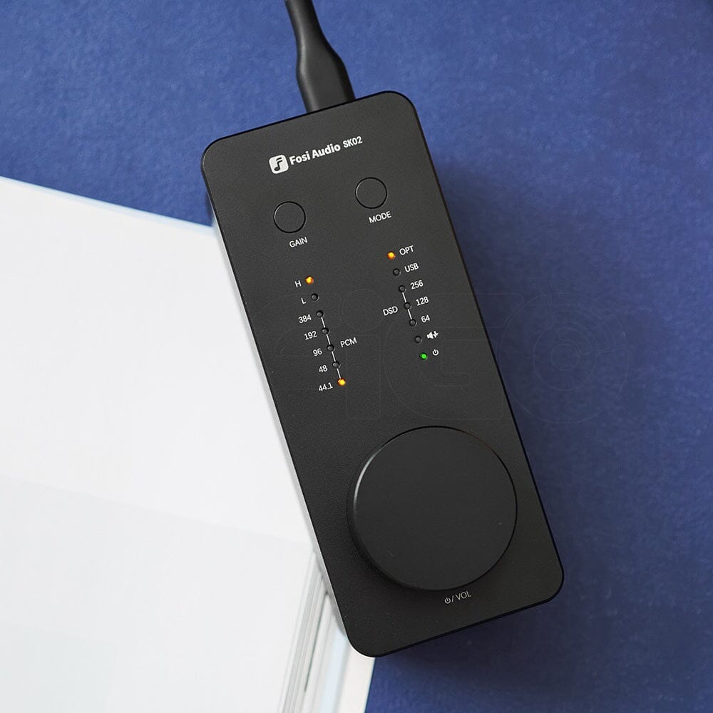 Fosi Audio SK02 ES9038Q2M Compact Desktop DAC & Headphone Amp - High-Resolution Audio for Home Office, Gaming & Music Studio