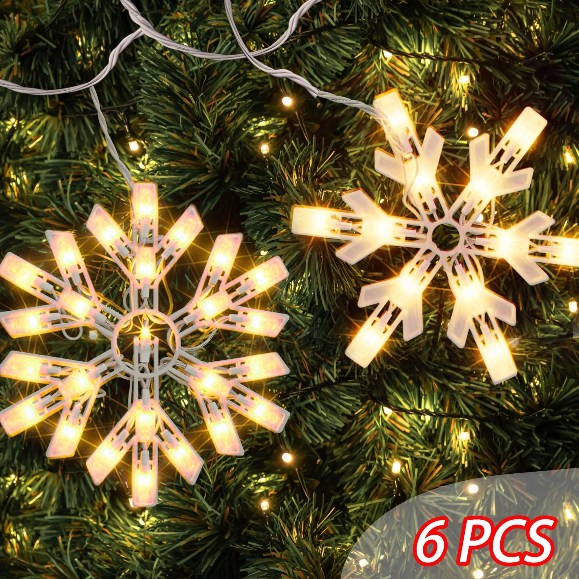 FUNPENY 8.5 FT Warm White Christmas Snowflake String Lights - 100 LED Connectable Icicle Fairy Lights for Indoor/Outdoor Decor | Perfect for Xmas Tree, Home, Party, Wedding & Holiday Decoration