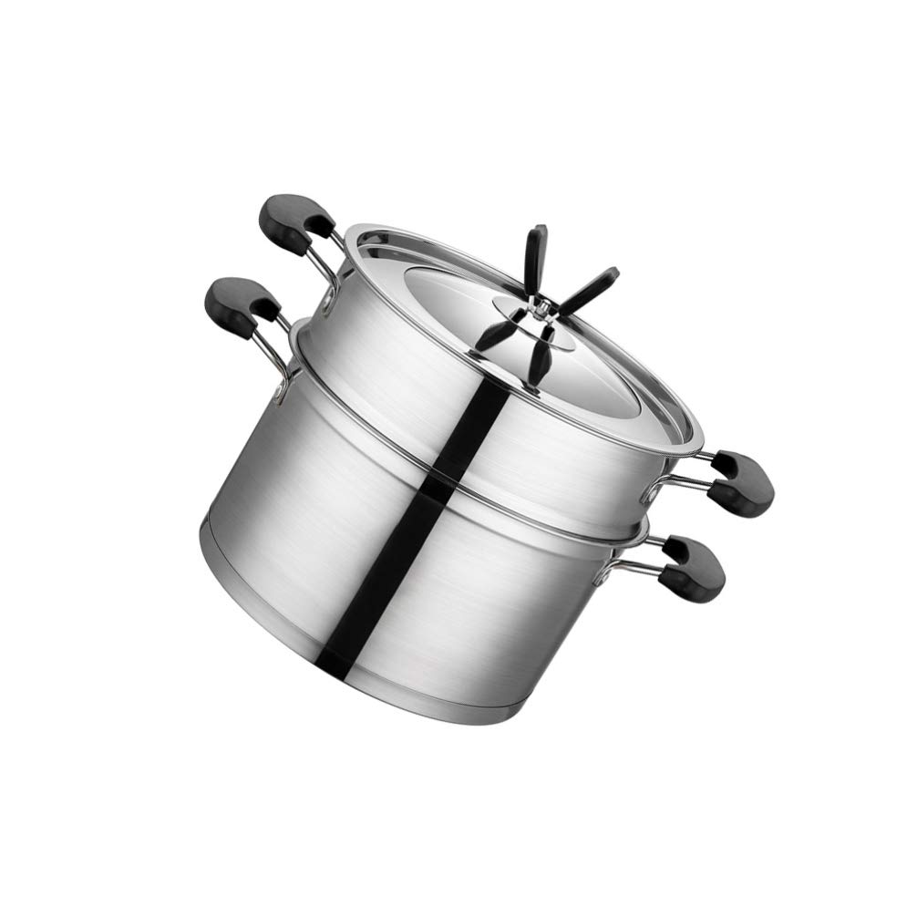 Hemoton Stainless Steel 2-Tier Steamer Pot with Lid - 8qt Multipurpose Cooking Pot for Soup, Pasta & Vegetables | Perfect for Home Kitchen, Restaurants & Catering