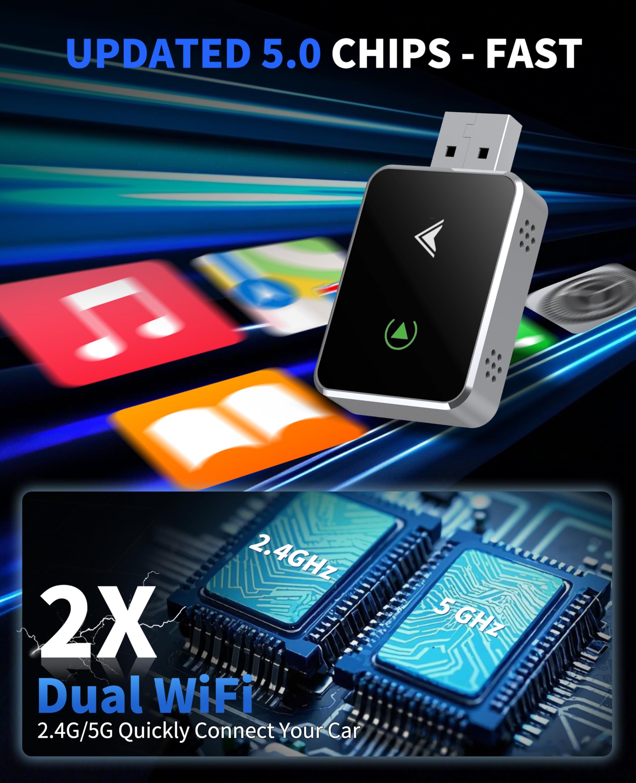 2025 Upgraded Wireless CarPlay & Android Auto Adapter - Mini 2-in-1 USB/USB-C Converter for iPhone & Android | Plug & Play, Stable Connection, No Delay | Perfect for Commuting, Road Trips & Hands-Free Driving