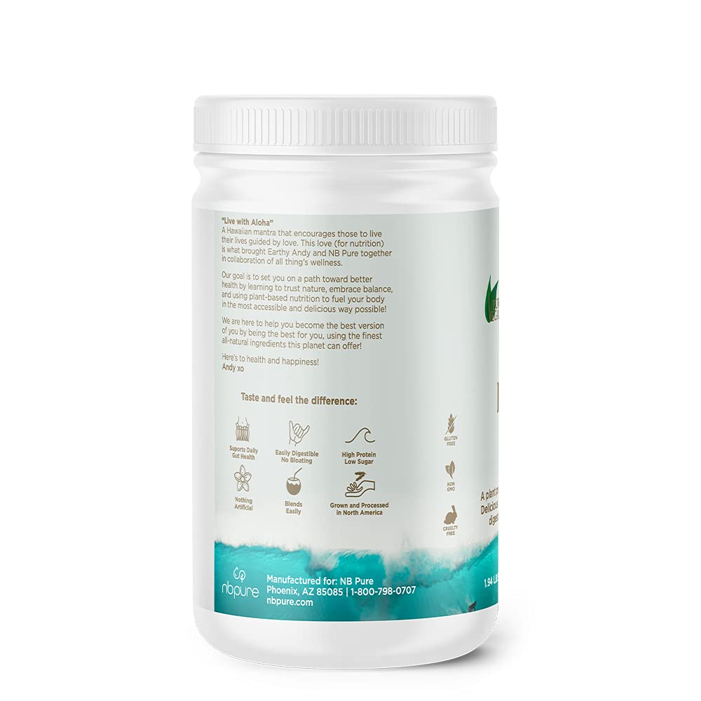 NBPure Earthy Andy Plant-Based Protein Powder - Gluten-Free, Non-GMO, Vegan, Cruelty-Free Pea Protein with Vanilla Flavor (30 Servings) - Perfect for Smoothies, Baking & Post-Workout Recovery