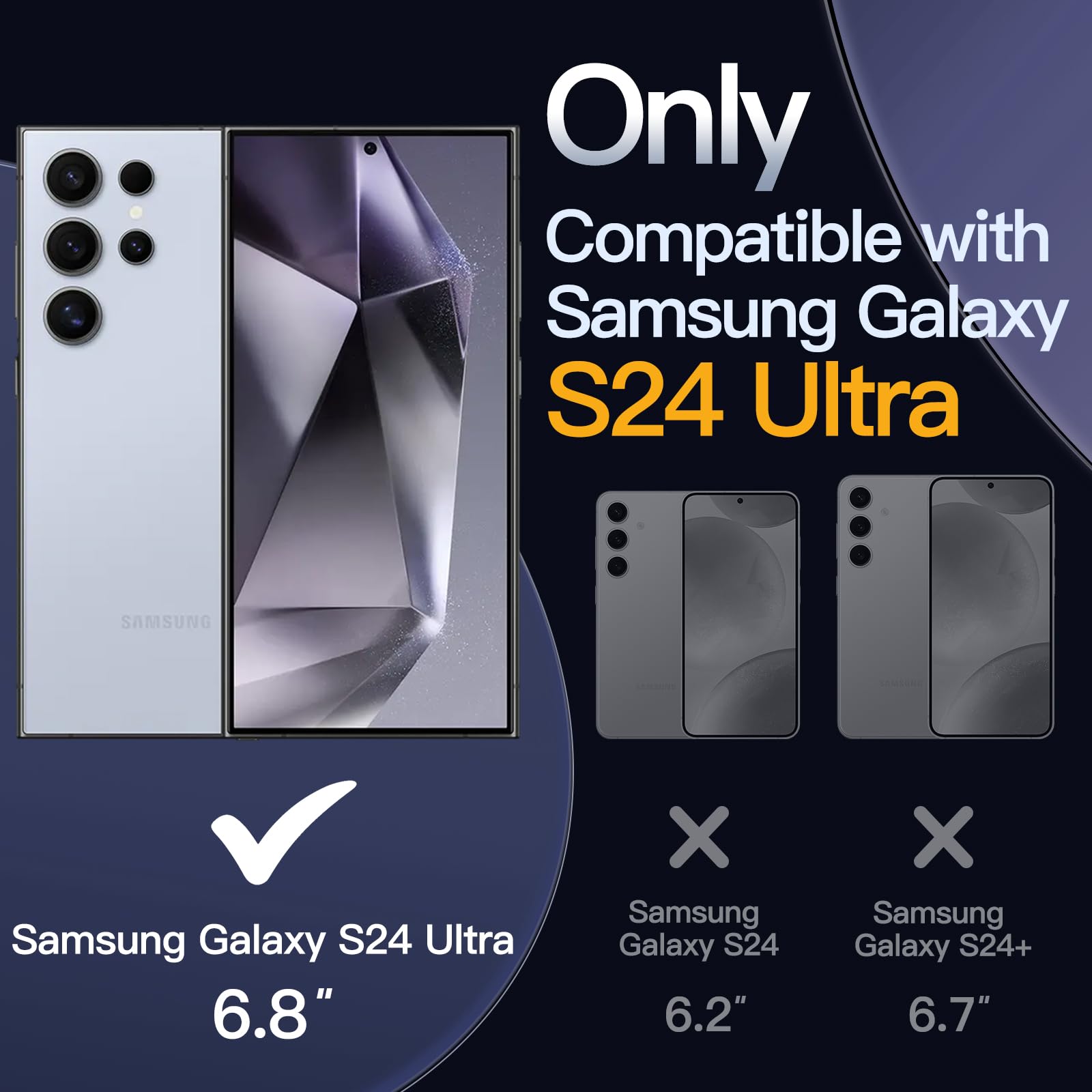 JETech 5-in-1 Protective Case for Samsung Galaxy S24 Ultra 5G - Includes 2 Tempered Glass Screen Protectors & Camera Lens Protector | Shockproof, Non-Yellowing Bumper Phone Cover (Titanium Blue) | Perfect for Outdoor Activities, Work & Travel Protection