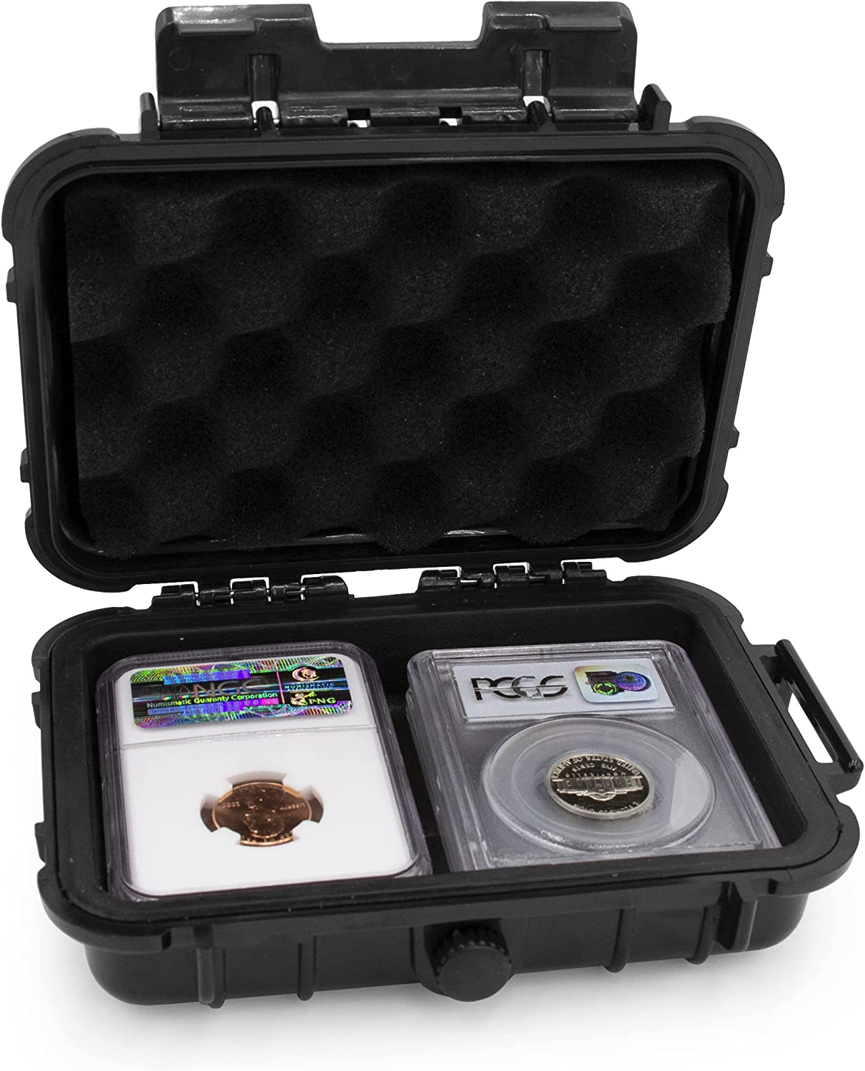 CASEMATIX Graded Coin Case - Holds 4 PCGS or NGC Coin Slabs, Waterproof & Shockproof Storage Box with Impact-Absorbing Foam - Perfect for Coin Collectors, Dealers & Secure Transportation