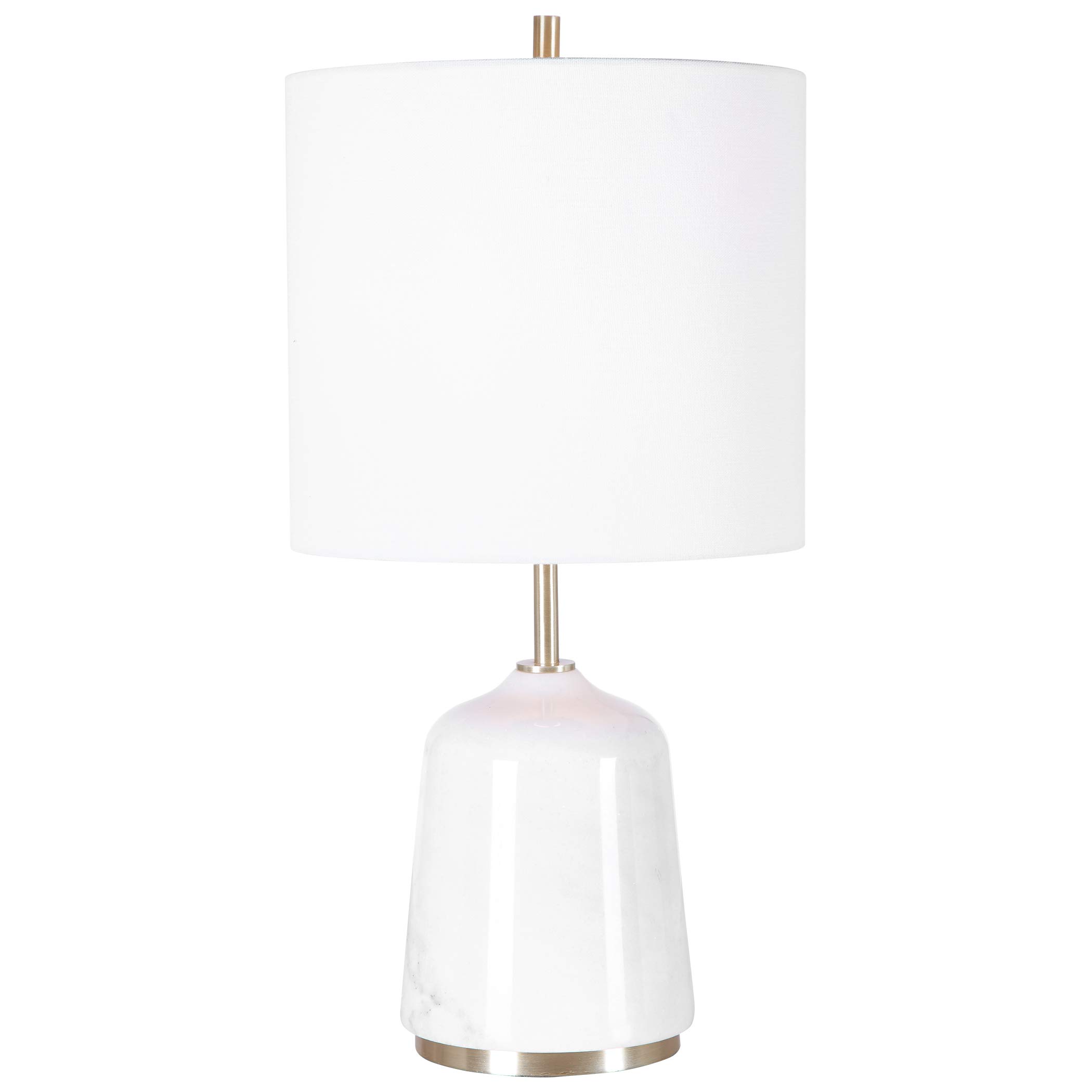 Elegant White Marble Table Lamp - Modern Home Office & Bedroom Decor Lighting - Perfect for Nightstands, Desks, and Living Room Accent