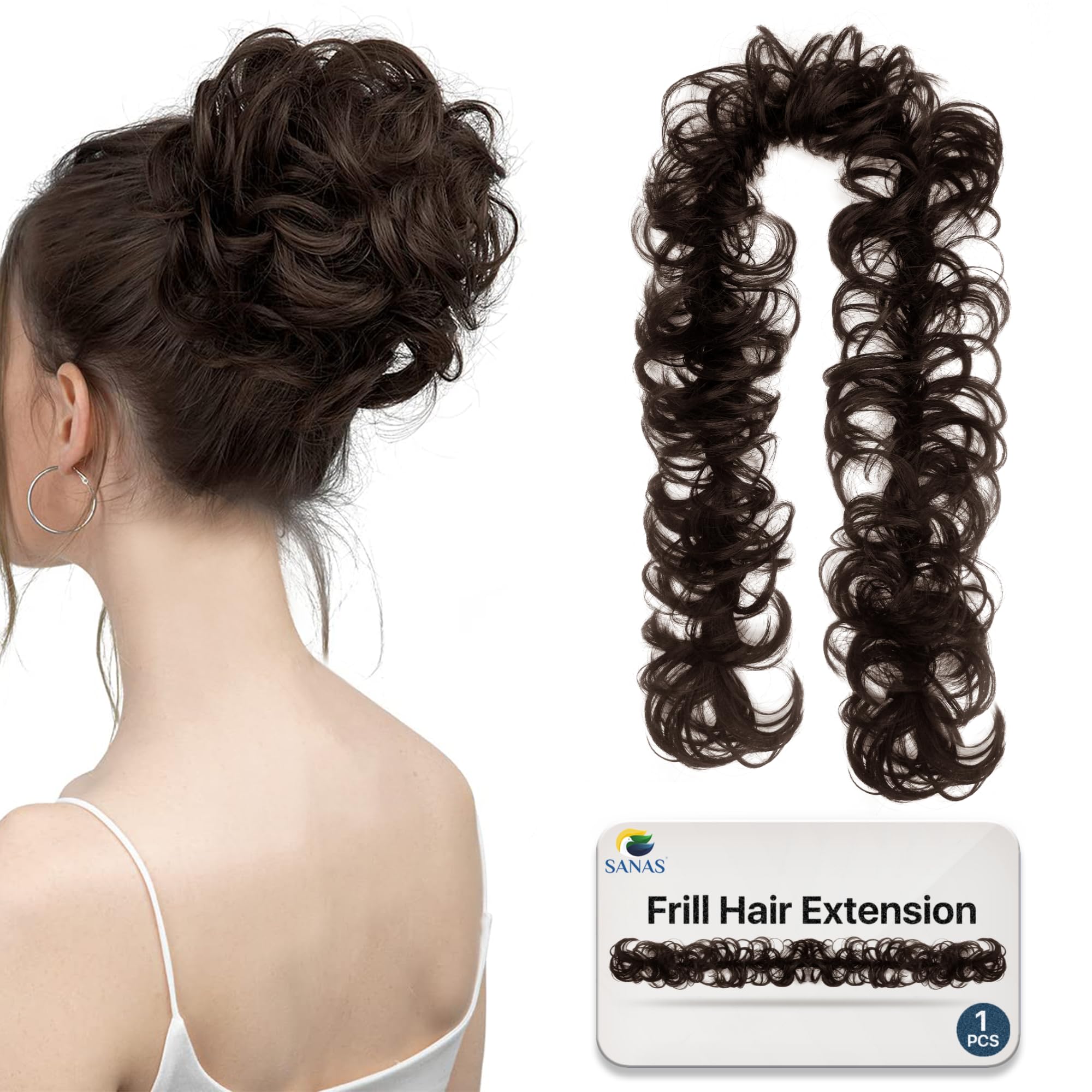1PC Real Human Hair Extensions for Women - Natural Brown Clip-In Hair Extensions for Volume & Length | Perfect for Parties, Weddings & Everyday Styling
