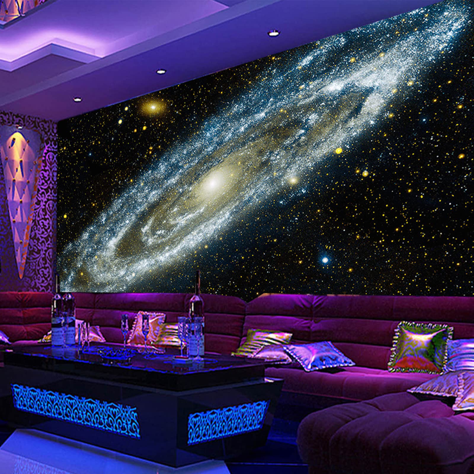 3D Galaxy Starry Nebula Wall Mural - Aurora & Stars Panoramic Space Wallpaper, 98.4