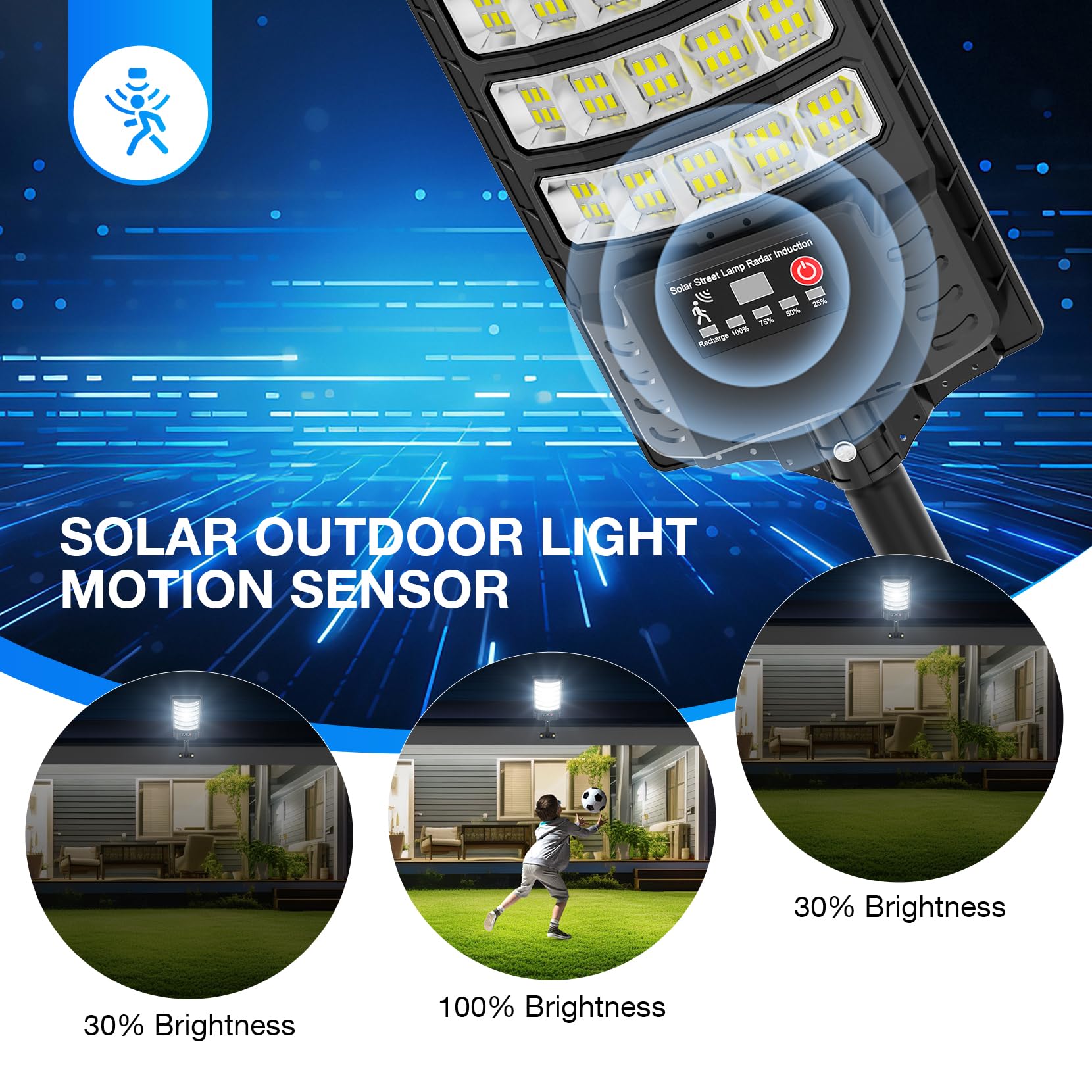 High Power 25000LM Solar Street Lights Outdoor Waterproof - 320° Wide Angle LED Flood Light with Motion Sensor & Remote Control - Ideal for Streets, Courtyards, Parking Garages (4-Pack) - Perfect for Energy-Efficient Outdoor Lighting & Security