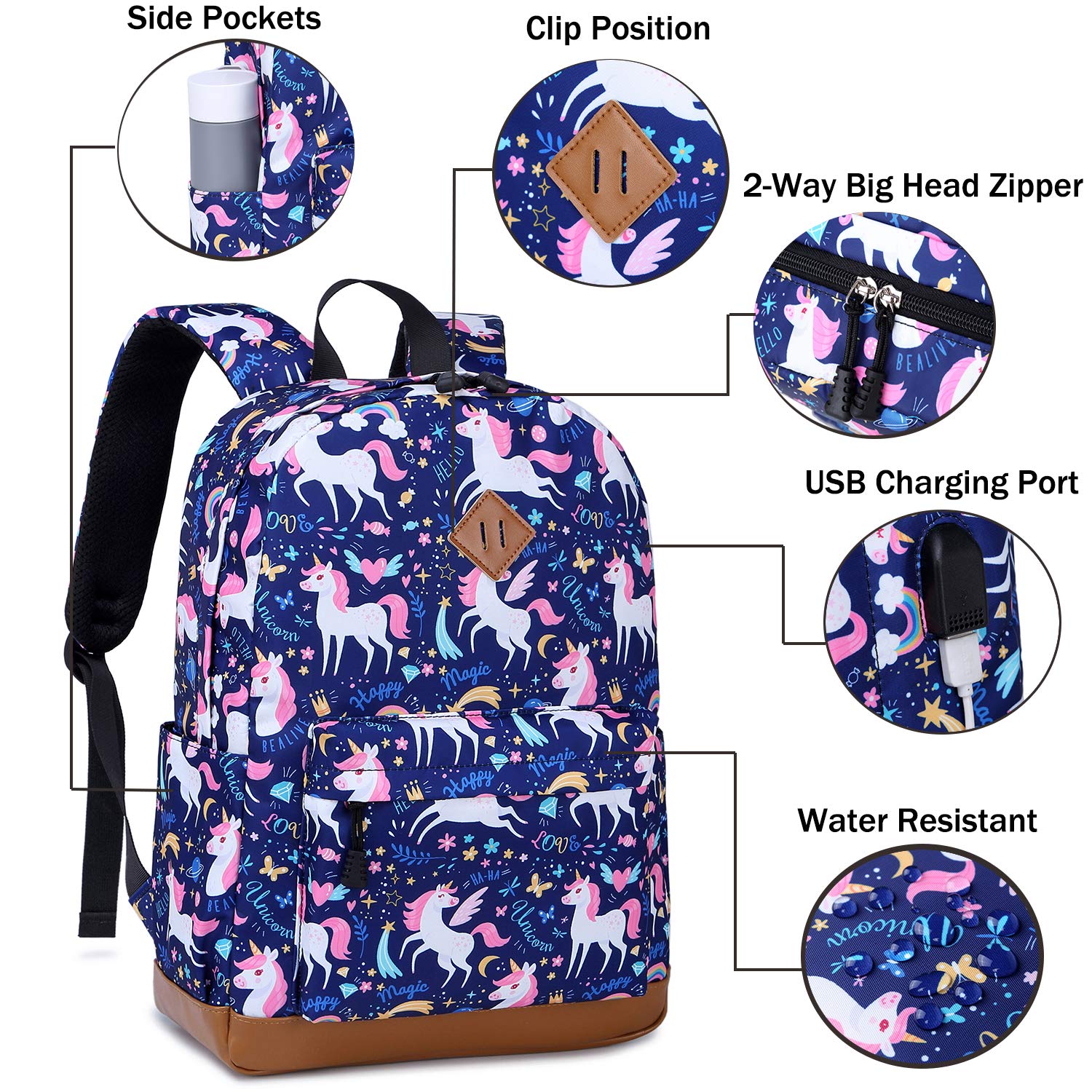 Soekidy Cute Fox & Unicorn Backpacks for Girls - Durable School Backpack Set for Kids, Preschool Bookbag - Perfect for School, Travel & Daily Use